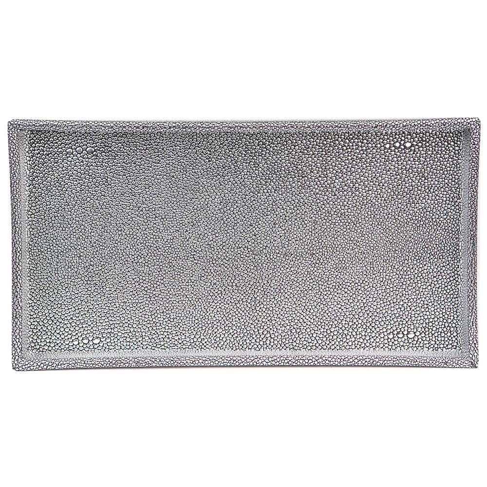 Home Basics Plastic Vanity Tray - Jewelry & Makeup Organizer for Perfume, Cosmetics, Bathroom or Dresser (Silver Texture) - Perfect for Bedroom Decor & Bathroom Storage