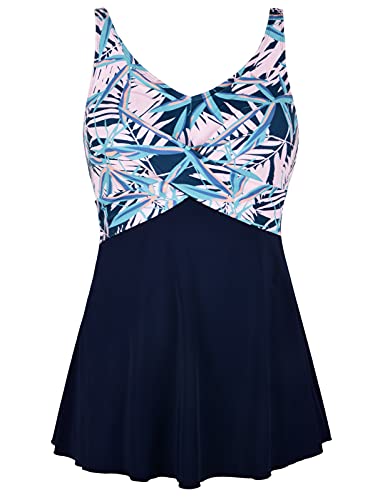 Navy Blue & Pink Leaves