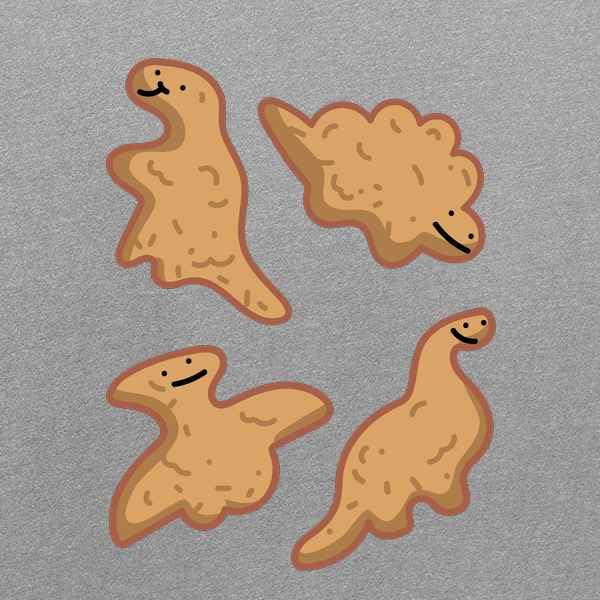 Funny Kawaii Dino Nuggets Graphic T-Shirt for Men - Cute Dinosaur Chicken Nugget Design Casual Tee - Perfect for Gaming, Anime Conventions & Dinosaur Lovers