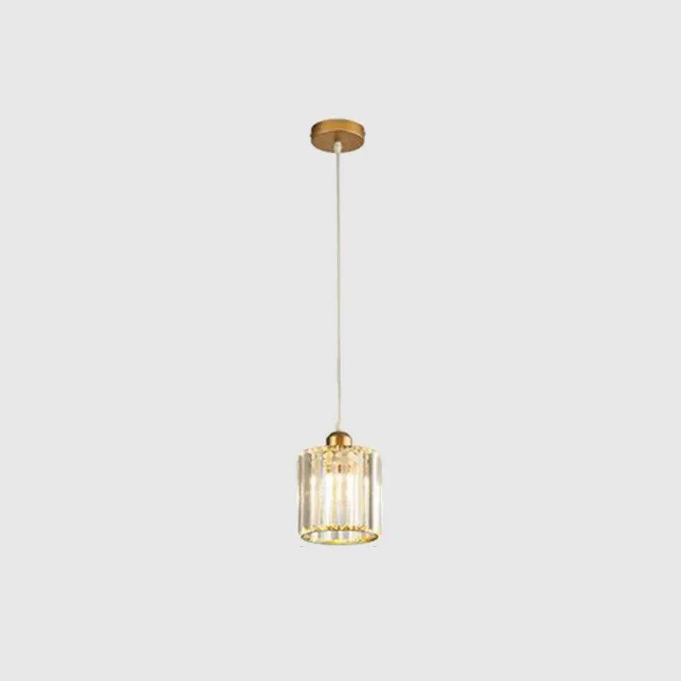 Clear Cylindrical Glass Pendant Light Fixture - Modern Hanging Lamp for Kitchen Island, Dining Room & Bedroom Lighting Decor