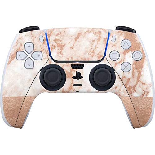 Premium Skinit Decal Gaming Skin for PS5 Controller - Elegant White Rose Gold Marble Design | Protective Cover for Enhanced Grip & Style | Perfect for Gamers & Collectors