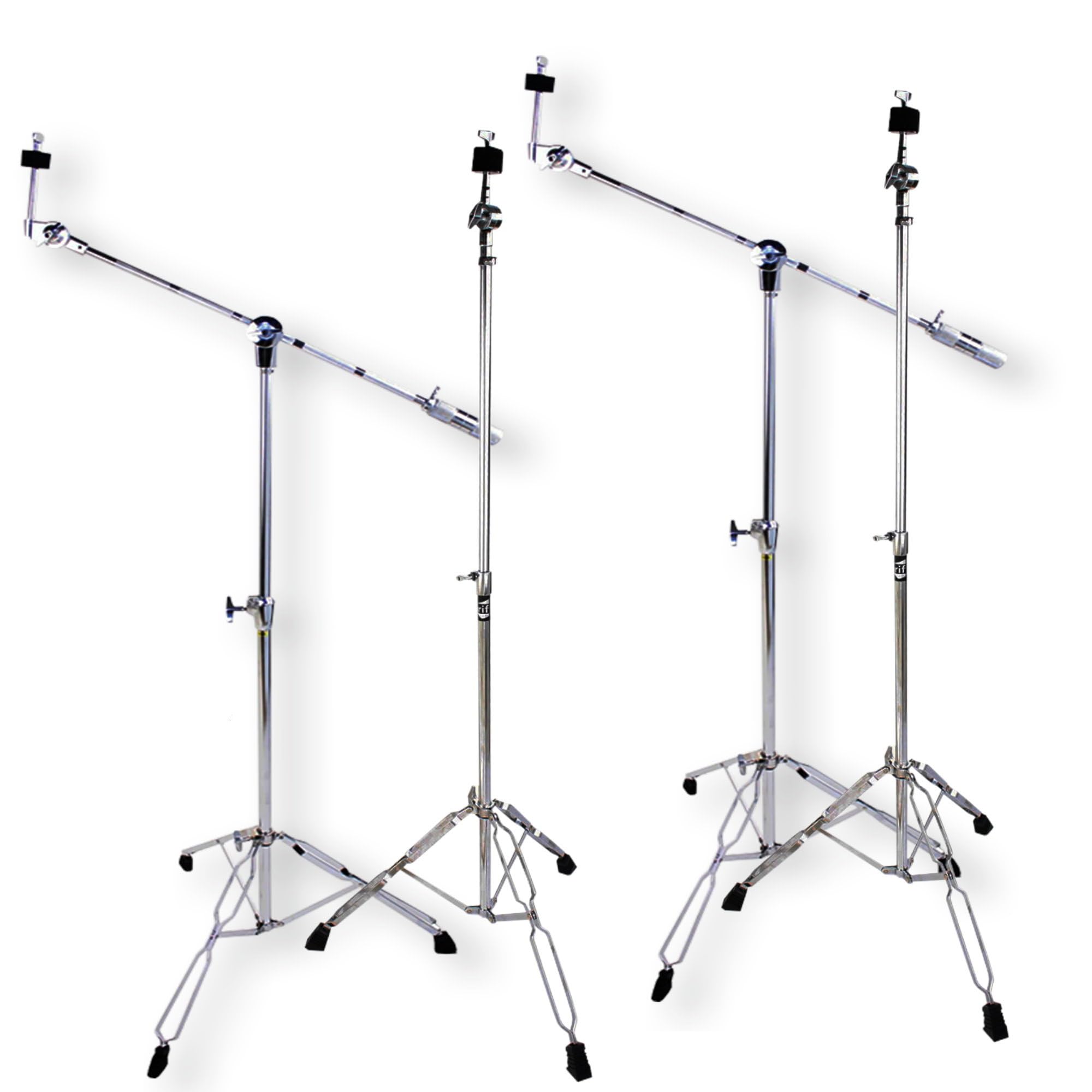 4-Pack Heavy Duty Cymbal Boom Stand & Straight Cymbal Stand Combo Set by GRIFFIN | Professional Drum Hardware Kit for Crash, Ride, Splash Cymbals | Double Braced Legs & Counterweight Adapter | Perfect for Live Performances, Studio Recording & Drum Practice