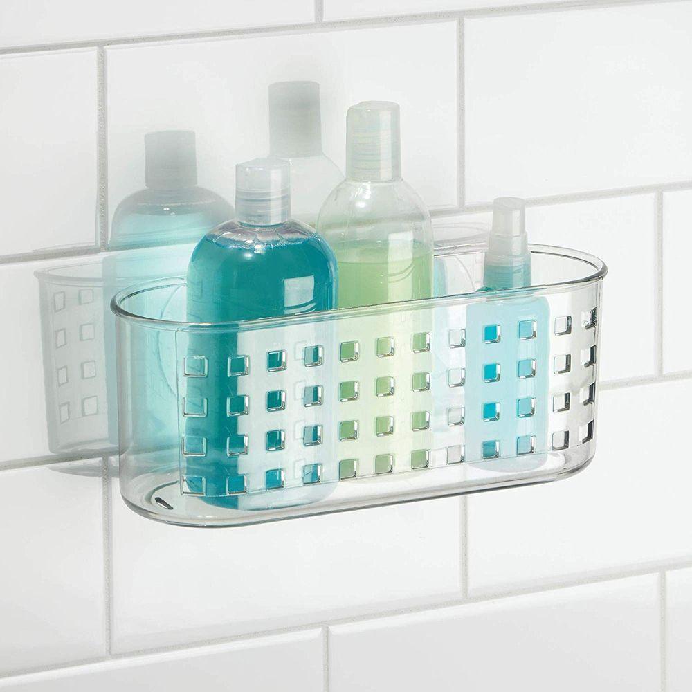 iDesign Classic Large Suction Shower Caddy Organizer - Rustproof Bathroom Storage for Shampoo, Conditioner & Soap - Perfect for Small Spaces & Apartment Showers