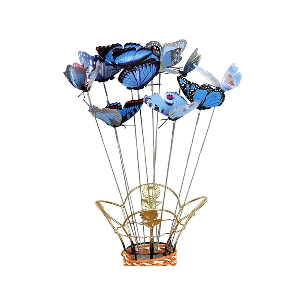 10Pcs Blue Simulation Stick Garden Decor - Artificial Flower Pot Ornaments for Outdoor Gardening, Patio, Yard & Home Decoration - Weather-Resistant & Durable DIY Landscaping Supplies
