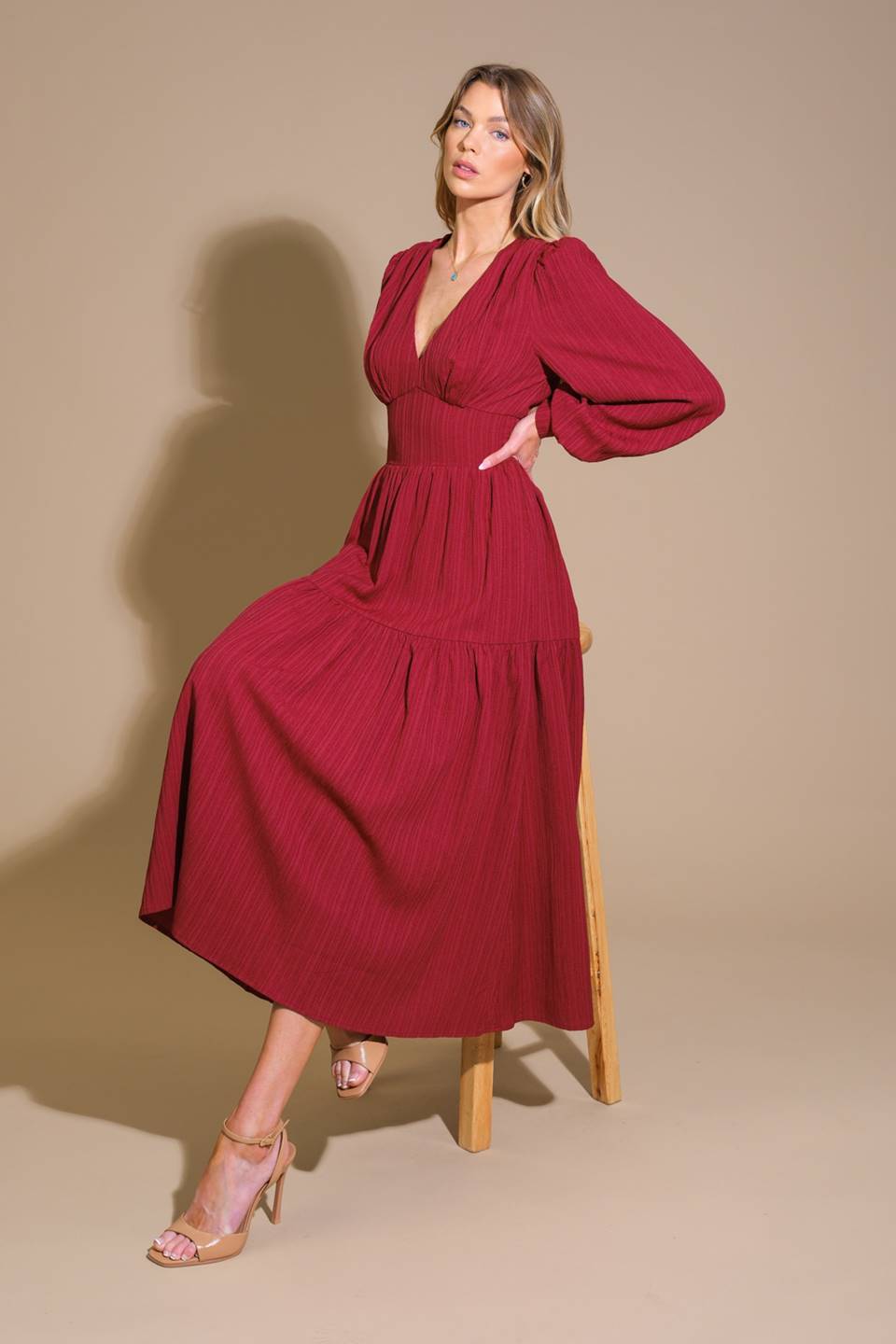 Elegant Woven Midi Dress for Women - Stylish & Comfortable Summer Outfit for Parties, Weddings & Office Wear