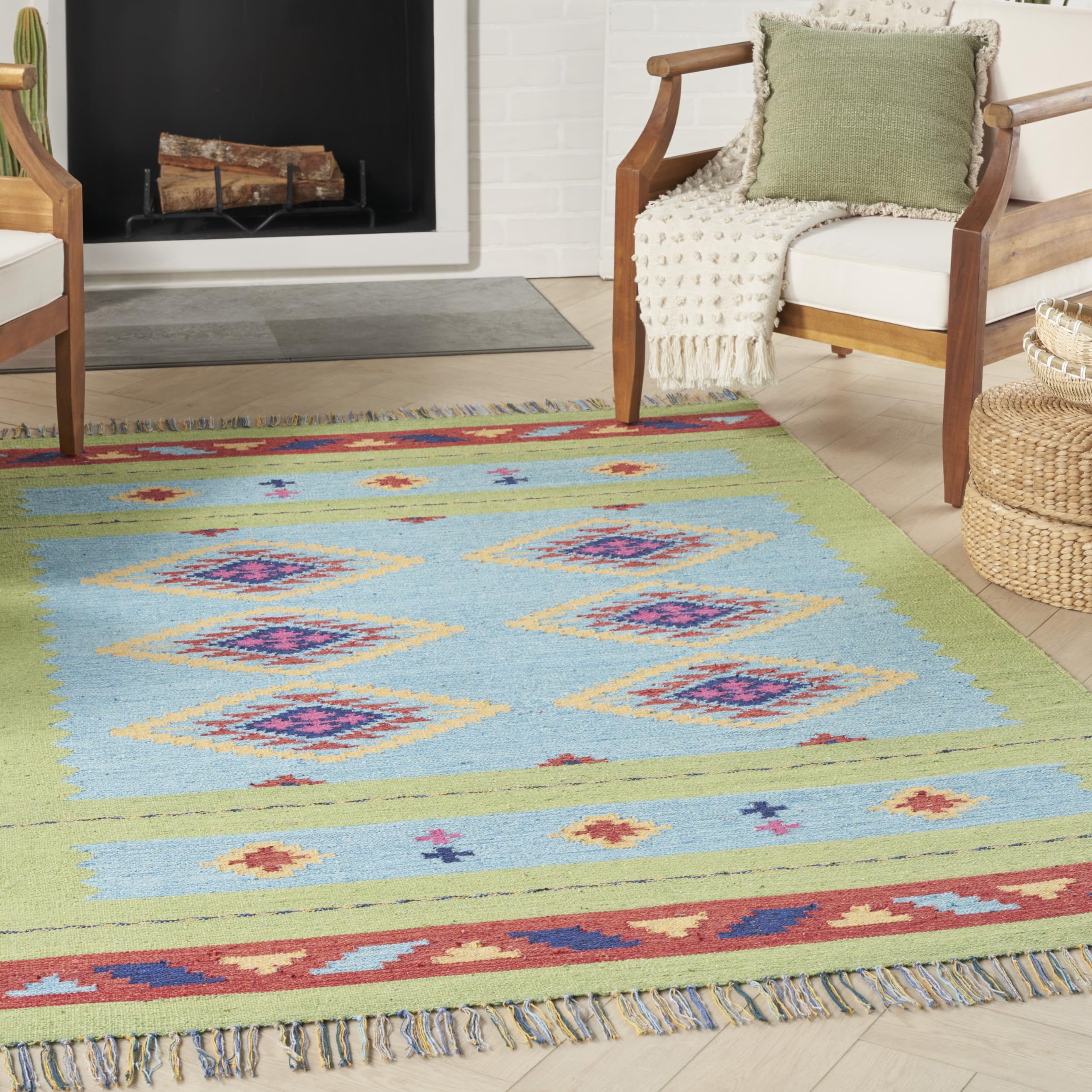 Nourison Baja Tribal Blue/Green 3'6