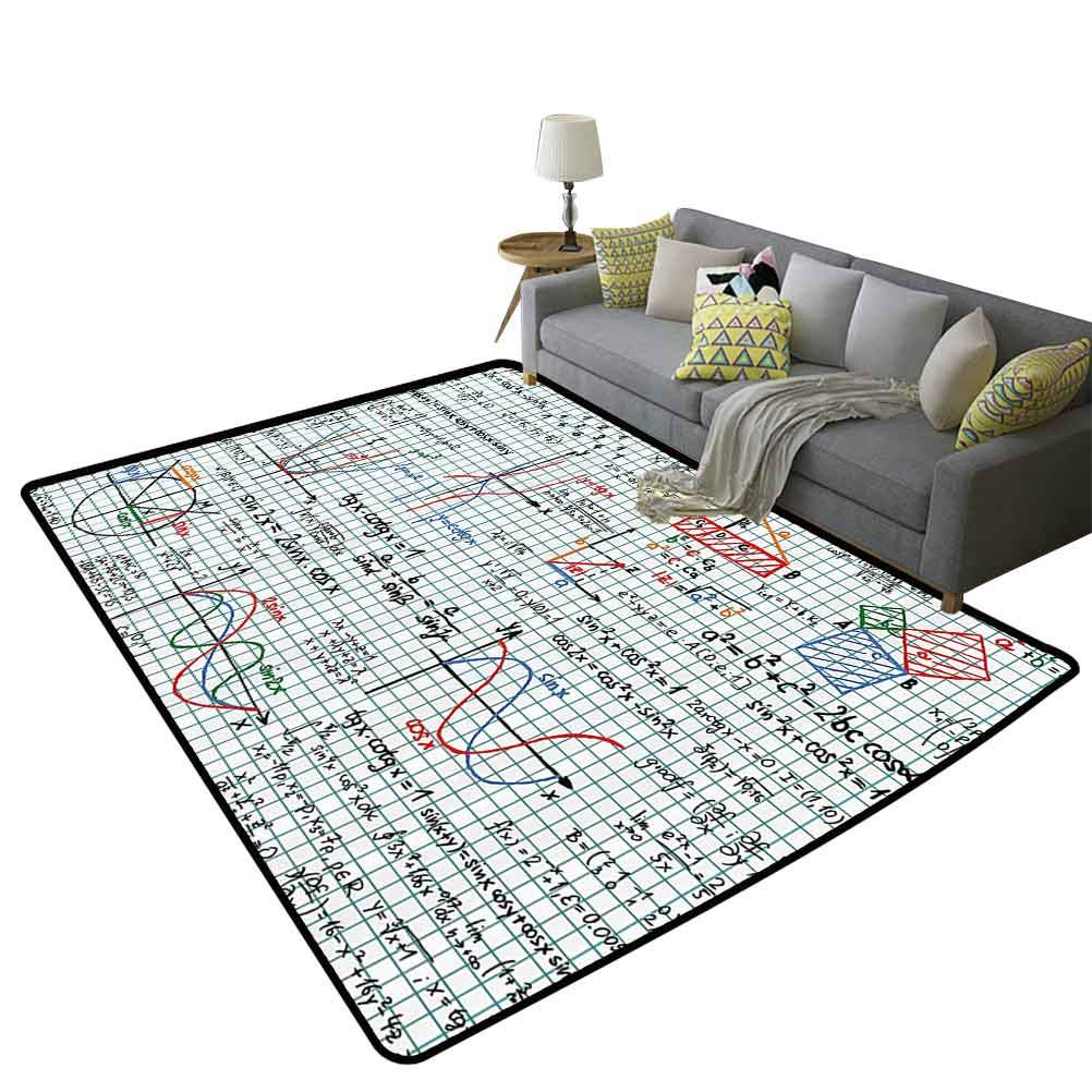 Algebra & Math Formulas Printed Classroom Rug - 5'x6' (150x180cm) Multicolor Educational Carpet for School, Office & Home Decor | Perfect Gift for Math Teachers & Students