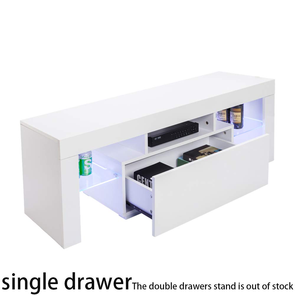 Modern TV Stand with LED Lights & Storage Drawers - 60 Inch Entertainment Center for Living Room, White TV Cabinet with Adjustable Shelves | Perfect for Home Theater Setup & Living Room Decor