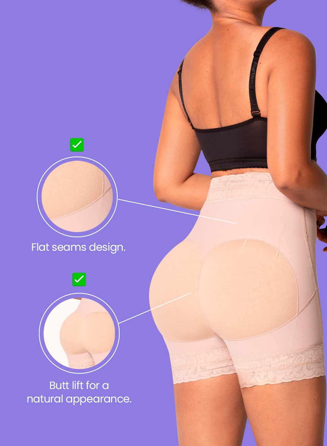 Fajitex High-Compression Butt Lifter Shorts - Shapewear for Women, Firm Control Panties, Levanta Cola Colombianos Girdle - Beige XX-Large - Perfect for Workout, Daily Wear & Special Occasions