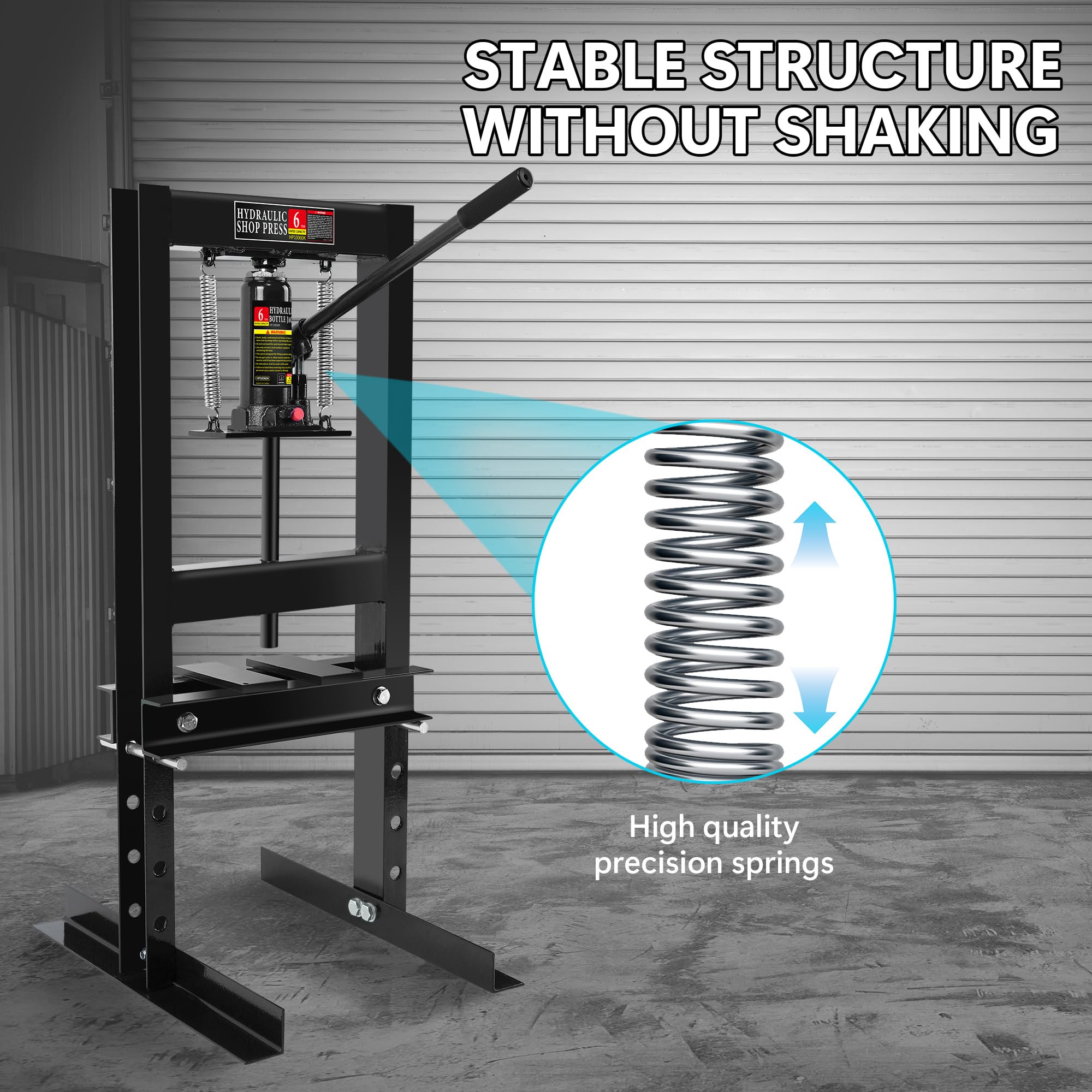 6 Ton H-Frame Hydraulic Shop Press - Heavy Duty Garage Floor Press with Adjustable Height for Bending, Straightening, Stamping, Bearing & U-Joint Installation - Perfect for Auto Repair, Metalworking & DIY Projects