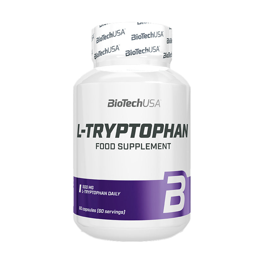 BioTechUSA L-Tryptophan 60 Capsules - Premium Amino Acid Supplement for Sleep Support, Mood Enhancement & Stress Relief | Ideal for Nighttime Relaxation & Wellness