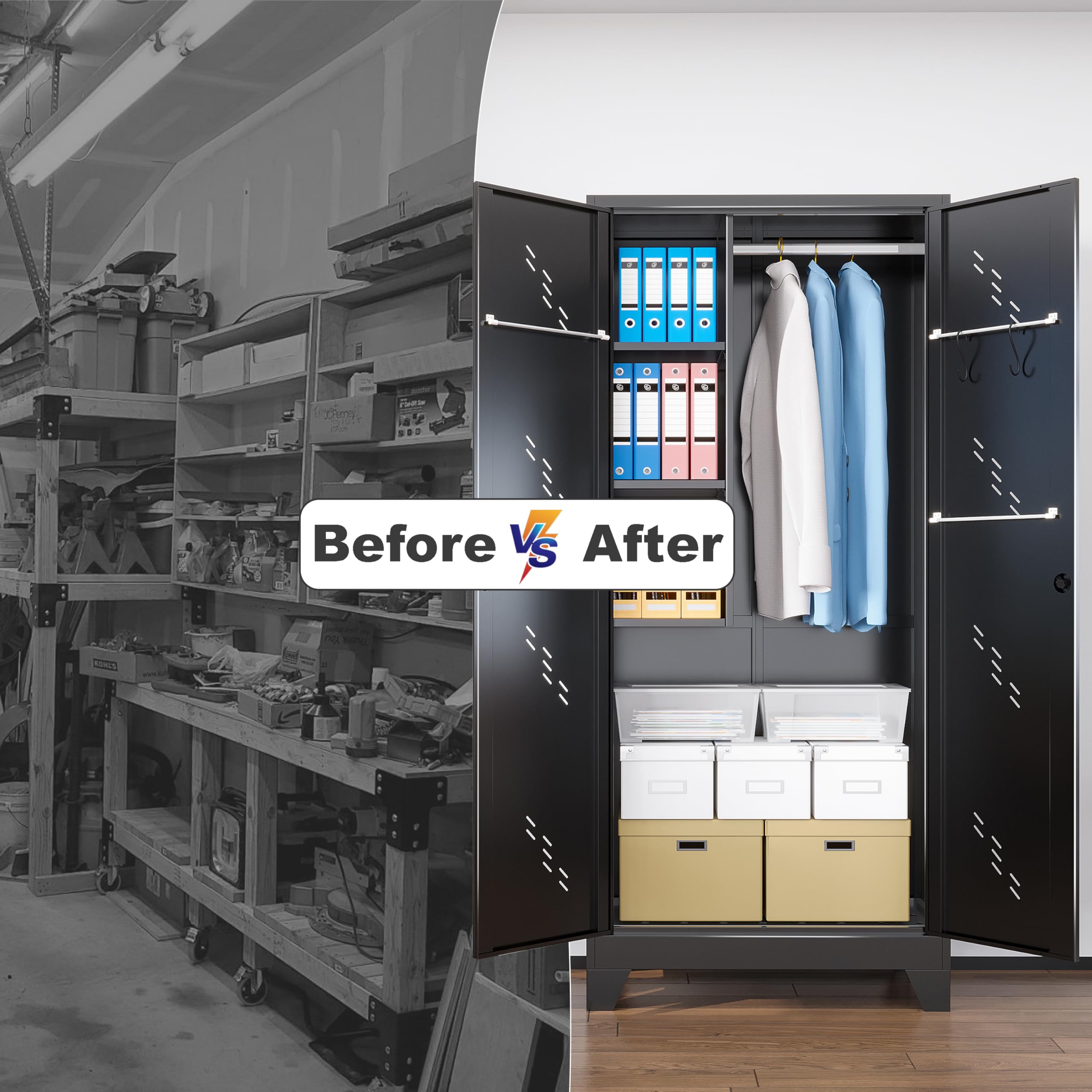 Heavy-Duty Metal Storage Cabinet with Lockable Doors - 75
