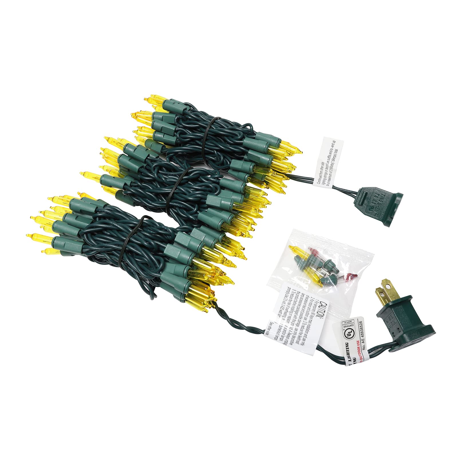 XMASHOME 19.6ft Green Wire Yellow String Lights - 100 Count Incandescent Christmas Lights for Indoor Outdoor Holiday Decorations, Party, Wedding, Garden & Patio Lighting