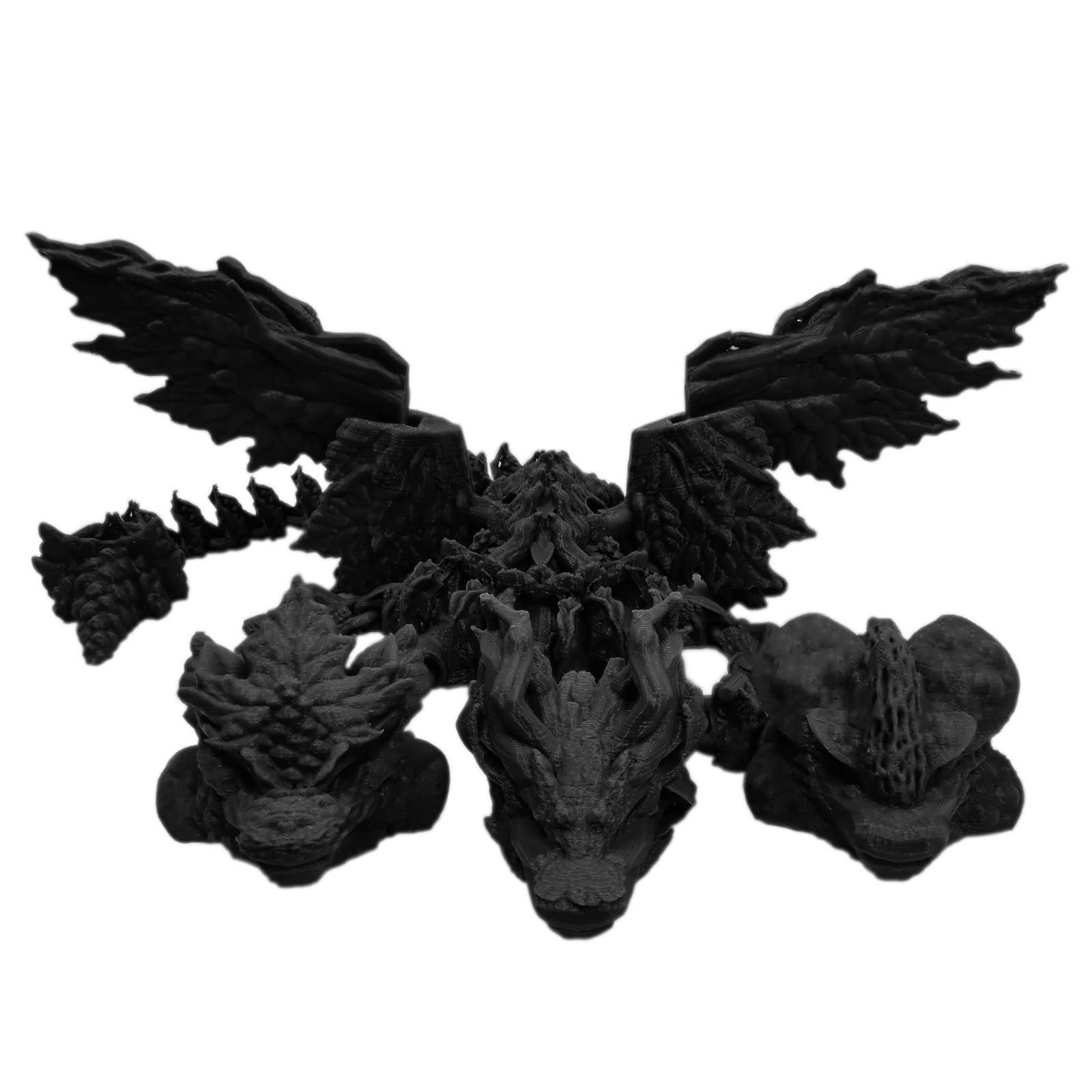 3D Printed Articulated Three-Headed Dragon Toy - Ancient Mythical Beast Monster with Deformable Joints, Anti-Anxiety Action Figure for Collectors (Warriors Black, 15.7 Inch) - Perfect for Home Decor, Fantasy Collections, and Stress Relief Gifts