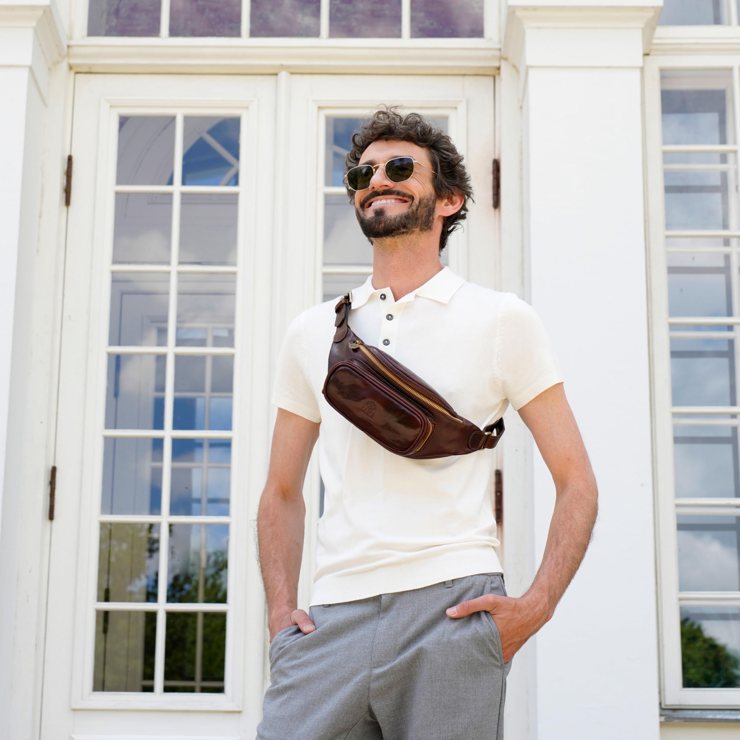 Premium Italian Leather Waist Pack - Handmade Genuine Leather Fanny Pack for Men & Women | Durable Belt Bag for Travel, Hiking, Running & Everyday Use
