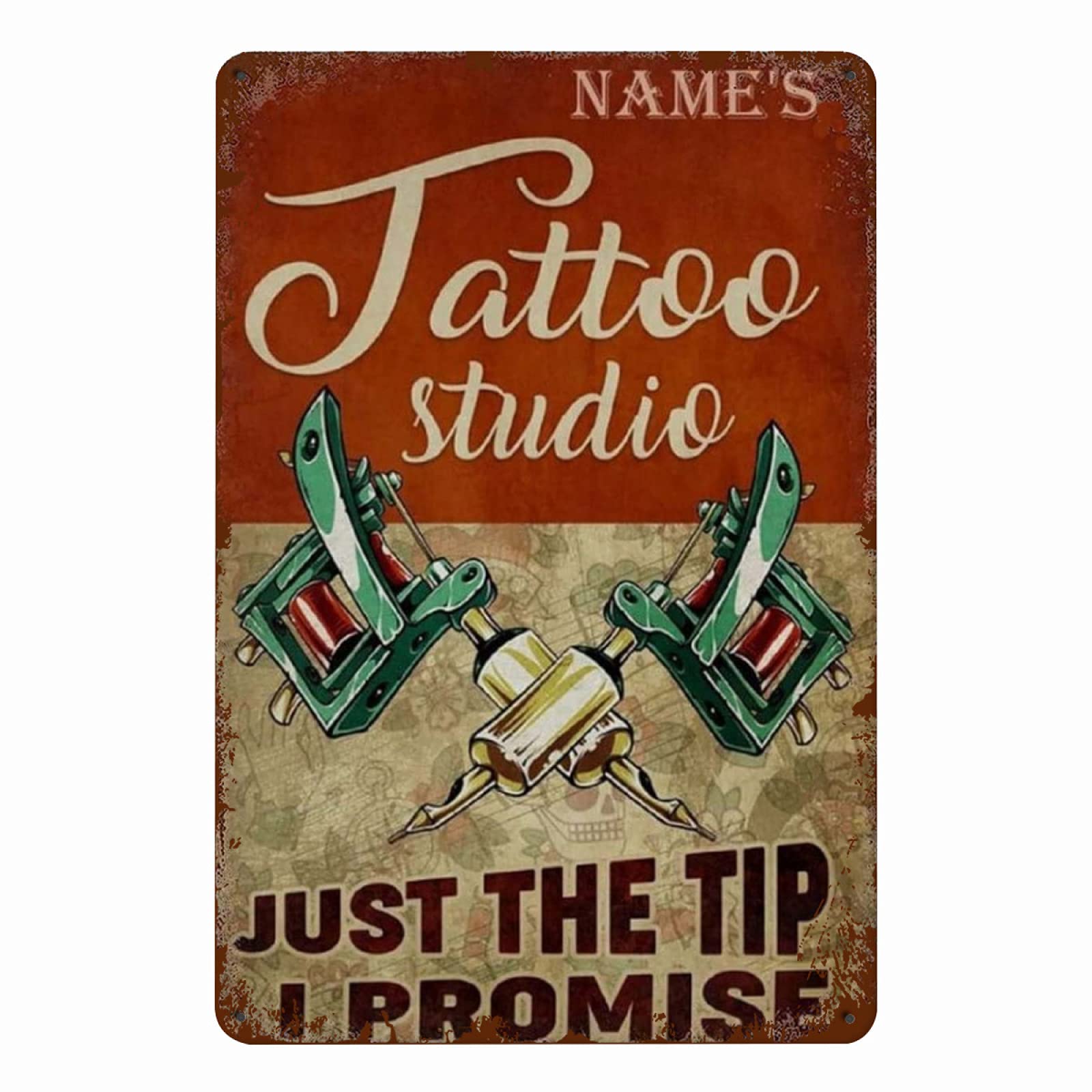 Vintage Metal Tin Sign for Tattoo Studio - Retro Wall Decor for Home, Kitchen, Bar & Coffee Shop - 12x8 Inches Aluminum Sign - Perfect for Man Cave, Garage & Pub Decor