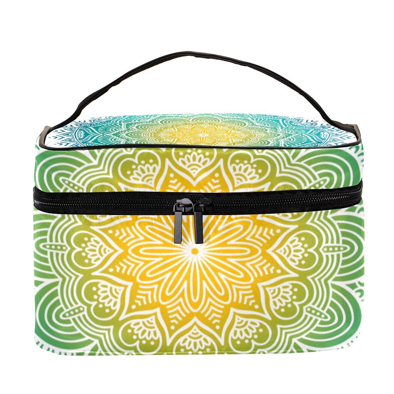 Bohemian Indian Style Mandala Travel Makeup Bag - Large Cosmetic Organizer with Zipper for Women & Girls | Perfect for Travel, Gym, and Daily Essentials Storage