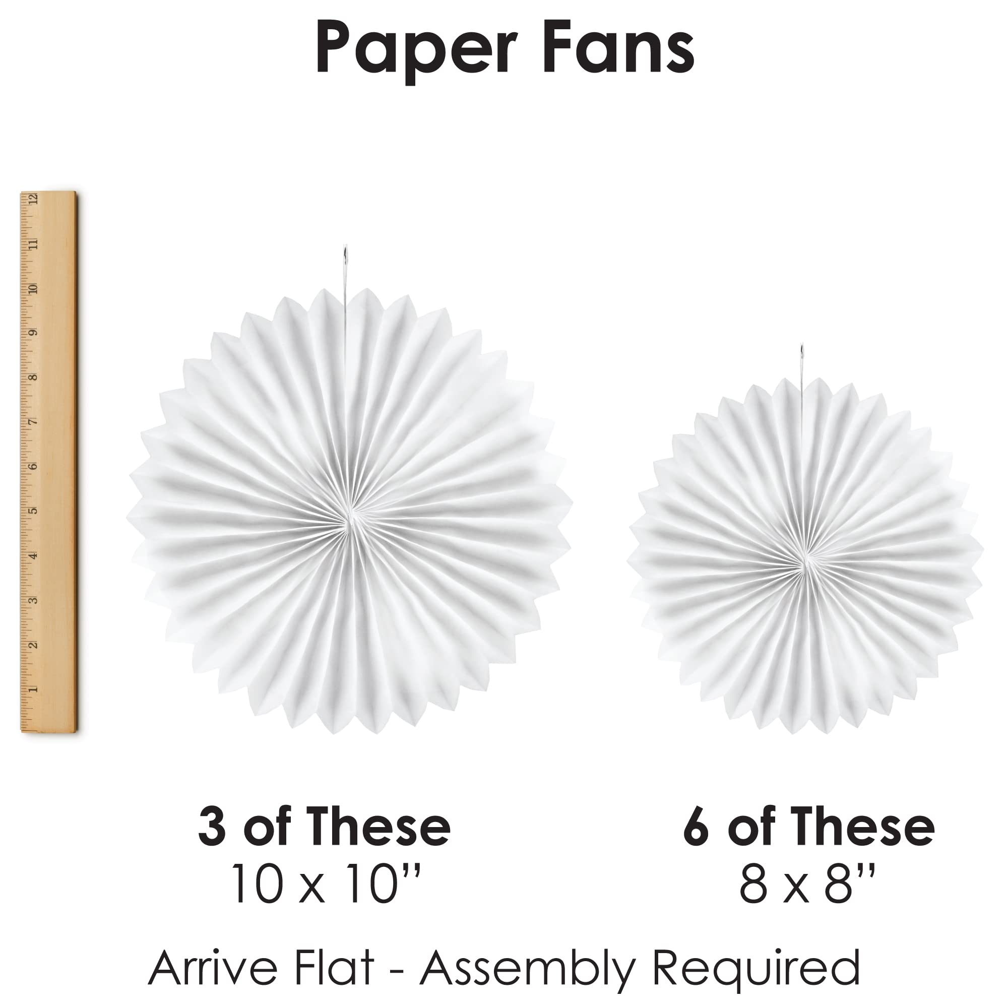 Big Dot of Happiness Let’s Be Fairies - Hanging Fairy Garden Birthday Party Tissue Decoration Kit - Set of 9 Paper Fans for Magical Fairy-Themed Parties, Baby Showers & Room Decor