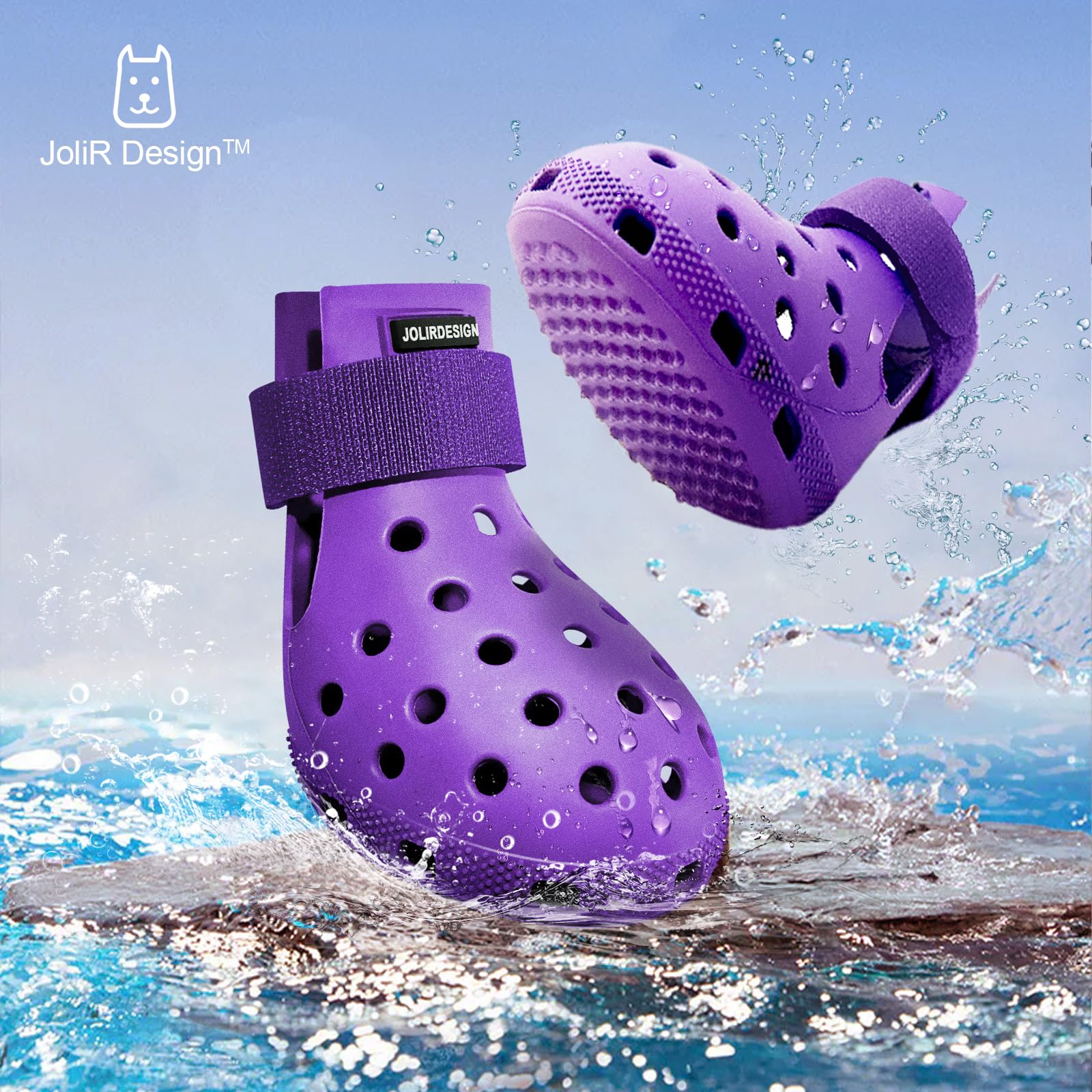 Non-Slip Waterproof Dog Boots for Hot Pavement - Paw Protectors for Small Medium Large Dogs, Easy On/Off Breathable Dog Shoes for Beach Snow Hiking - Purple Size L - Perfect for Outdoor Adventures & Extreme Weather Protection
