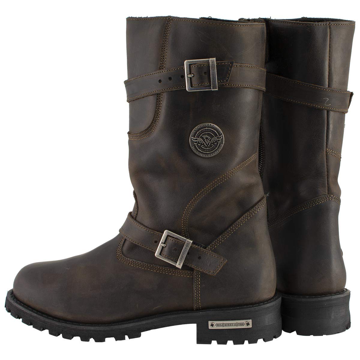 Milwaukee Leather Men's Classic Distressed Brown Leather Motorcycle Engineer Boots - Rugged Biker Boots for Harley Davidson & Cruiser Riders - Perfect for Motorcycle Riding, Work & Outdoor Adventures (MBM9063-10)