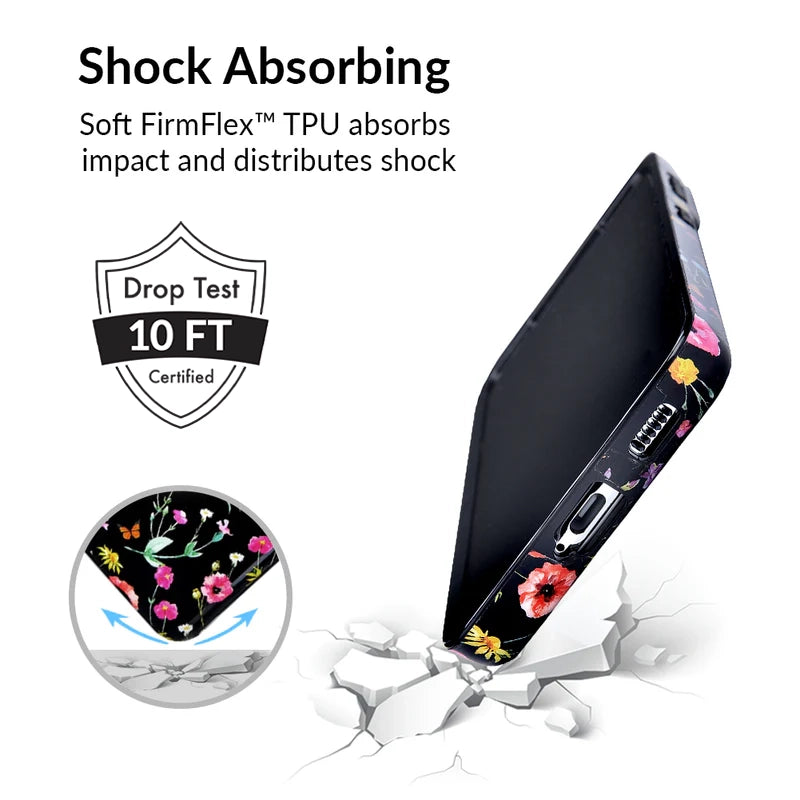 Samsung Galaxy Phone Case with Black Wildflower Design - Durable Protective Cover for Everyday Use, Travel & Outdoor Activities