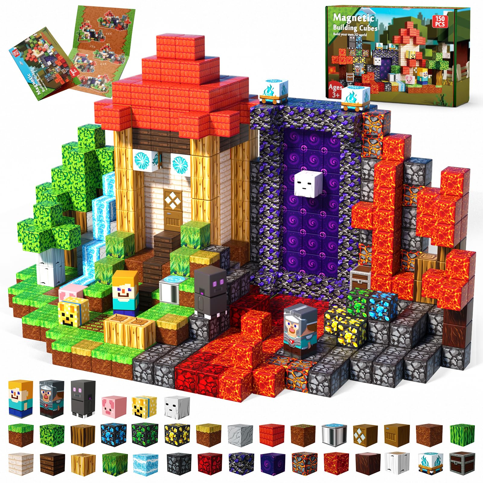 150PCS Magnetic Building Blocks Set - STEM Educational Construction Toys for Kids Ages 3+ | Montessori Learning Toys for Boys & Girls | Birthday Gift Idea | Perfect for Classroom, Home Play & Creative Development