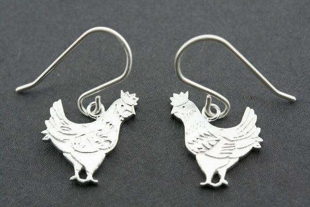 Sterling Silver Chicken Earrings - Cute and Unique Animal Jewelry for Women - Perfect for Casual Wear, Parties, and Gifts