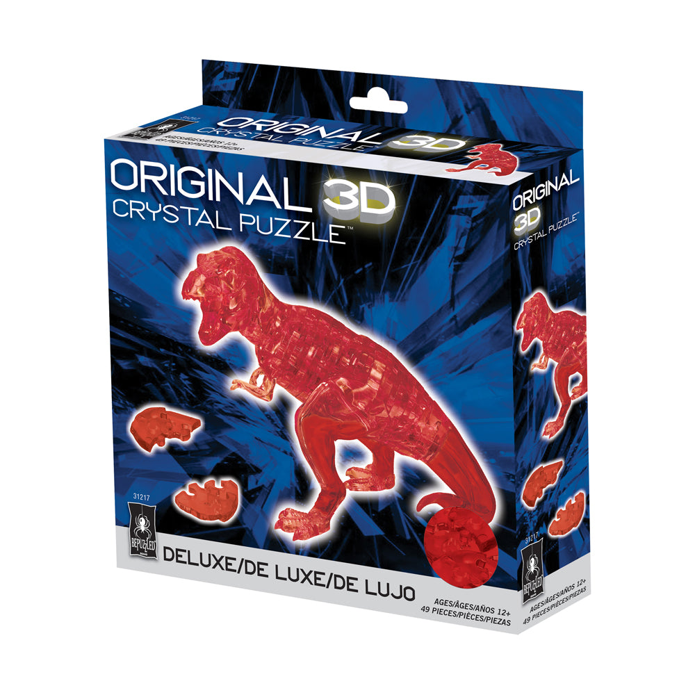 3D Crystal T-Rex Puzzle - 49 Piece Red Dinosaur Jigsaw for Adults & Teens - Fun Brain Teaser & Home Decor for Dino Lovers