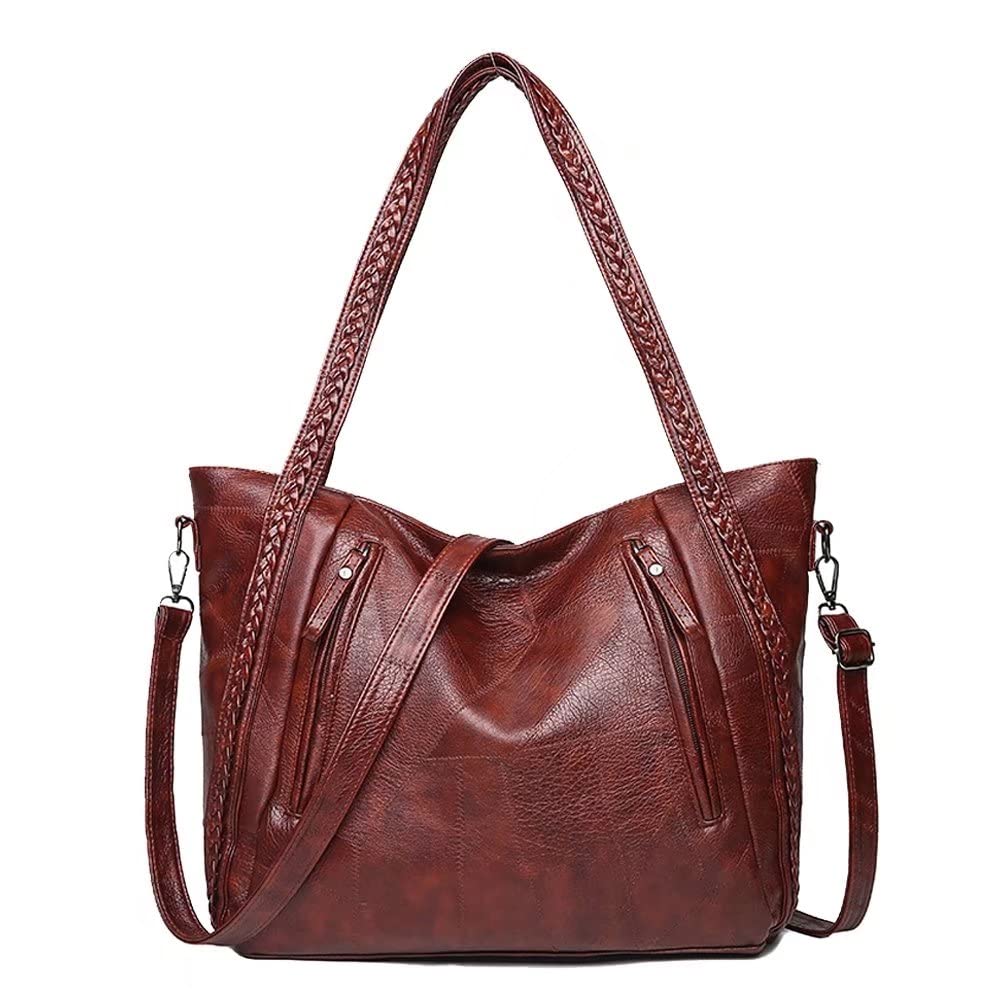 Mudono Women's Large Capacity Leather Top Handle Tote Bag - Vintage Crossbody Shoulder Bag Purse for Work, Travel & Daily Use