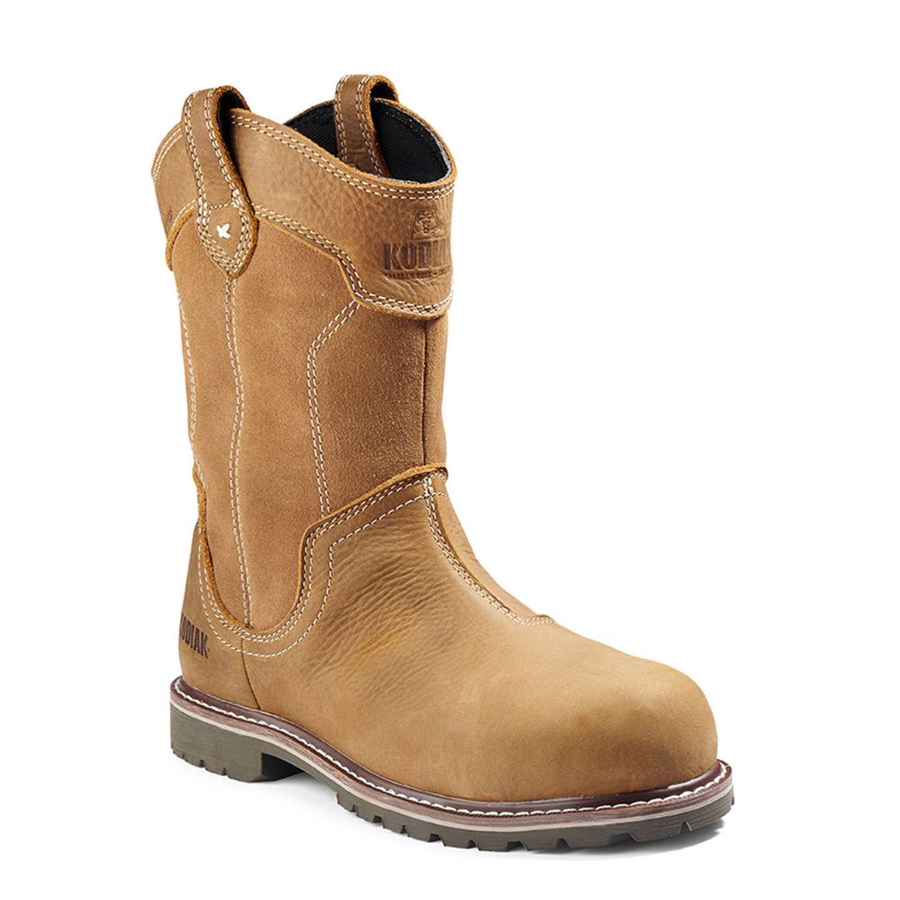 Kodiak Bralorne Women's Pull-On Wellington Composite Toe Leather Work Boots - Waterproof, Slip Resistant, Steel Toe Safety Shoes for Construction, Farming & Outdoor Work (KD0A8354FWE, Wheat)