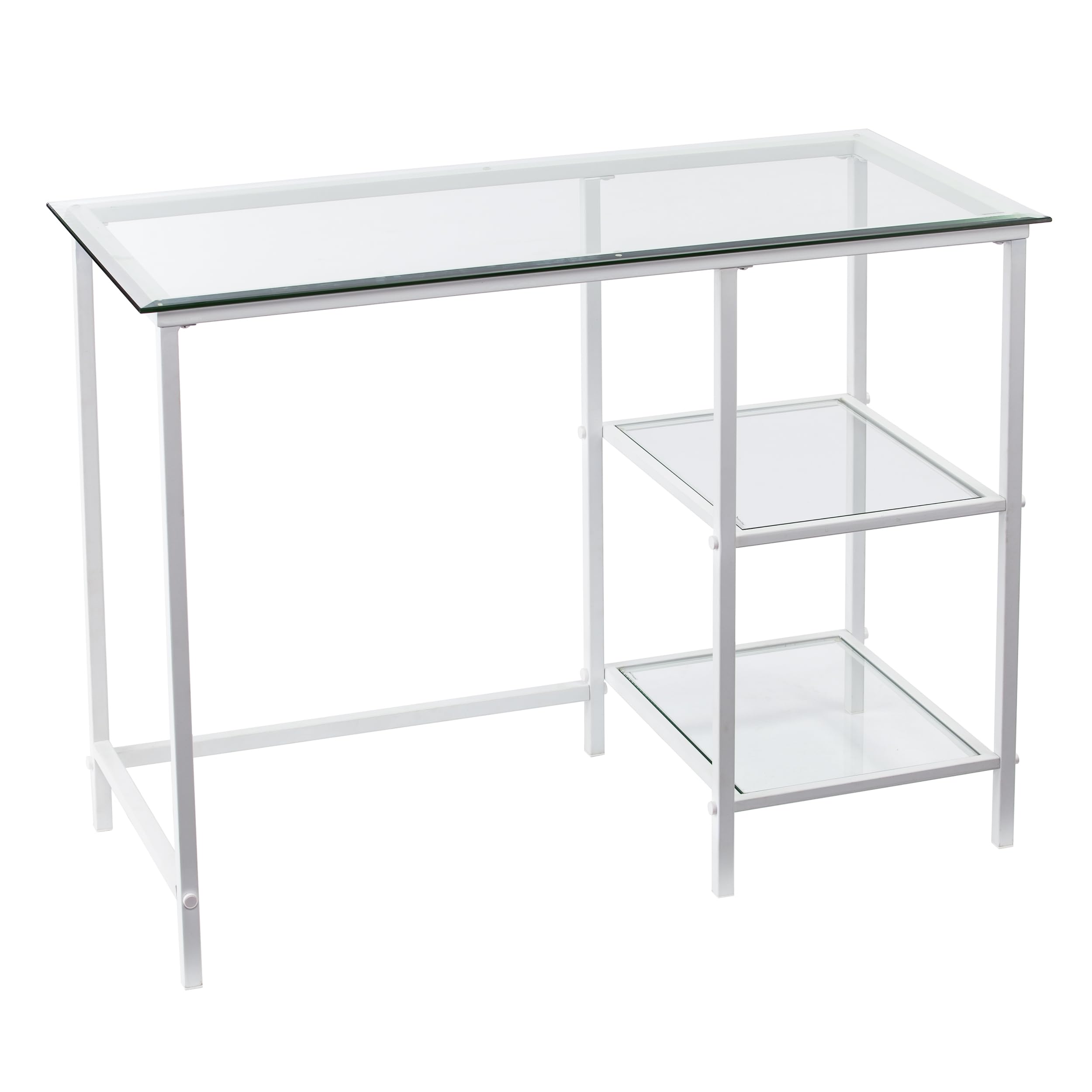 SEI Furniture Layton Metal and Glass Student Desk - White Study Desk for Home Office, Dorm Room, or Small Spaces