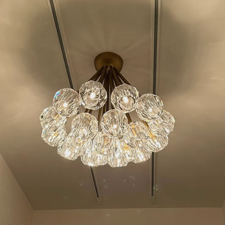 Kristal Ball Flushmount Ceiling Light - Modern Crystal Glass Chandelier for Dining Room, Bedroom & Living Room Lighting
