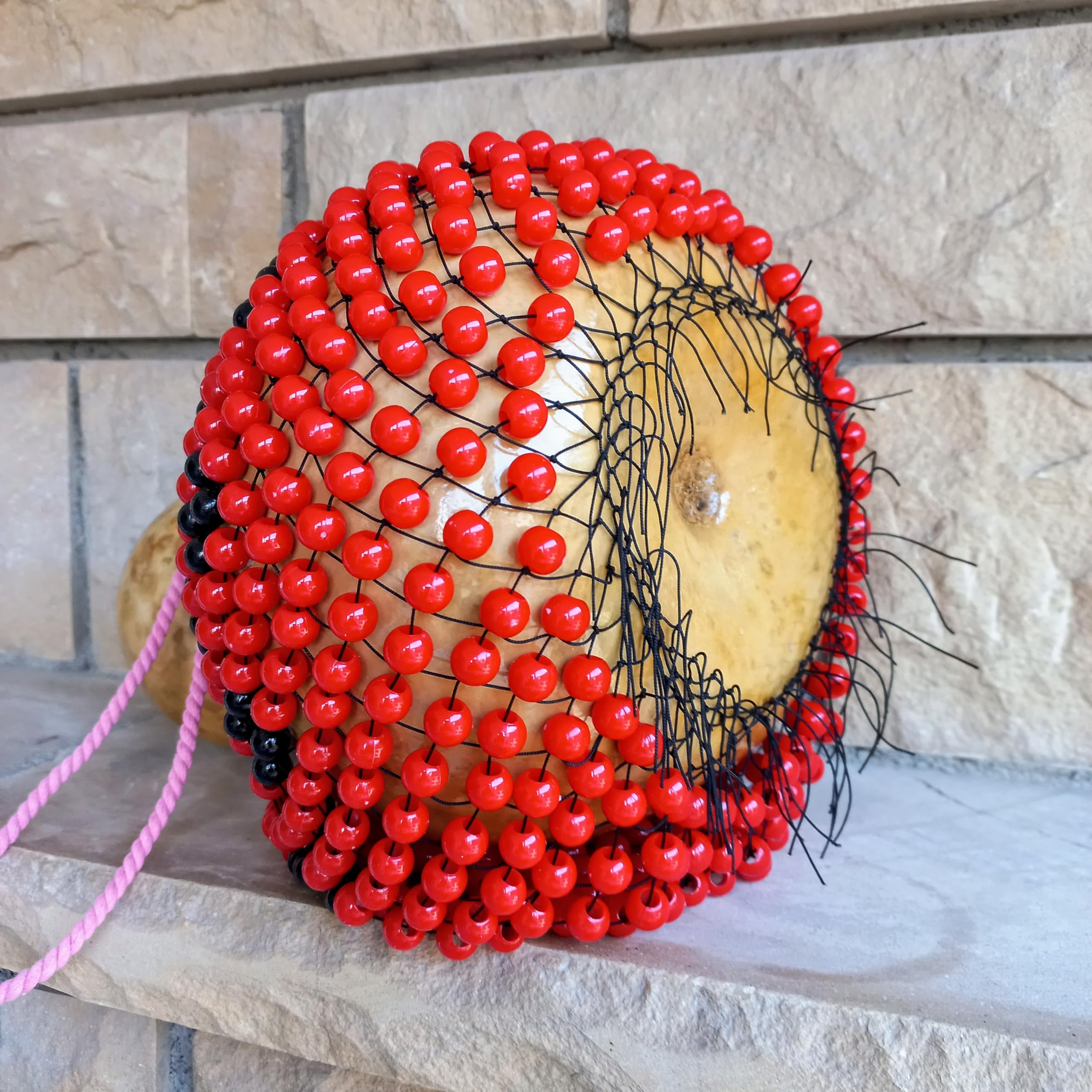 Black and Red Beaded Shekere - Authentic Latin Percussion Instrument for Musicians & Music Lovers - Perfect Rhythm Gift for Mother's Day, Birthdays & Special Occasions - Great for Live Performances, Music Classes & Home Decor
