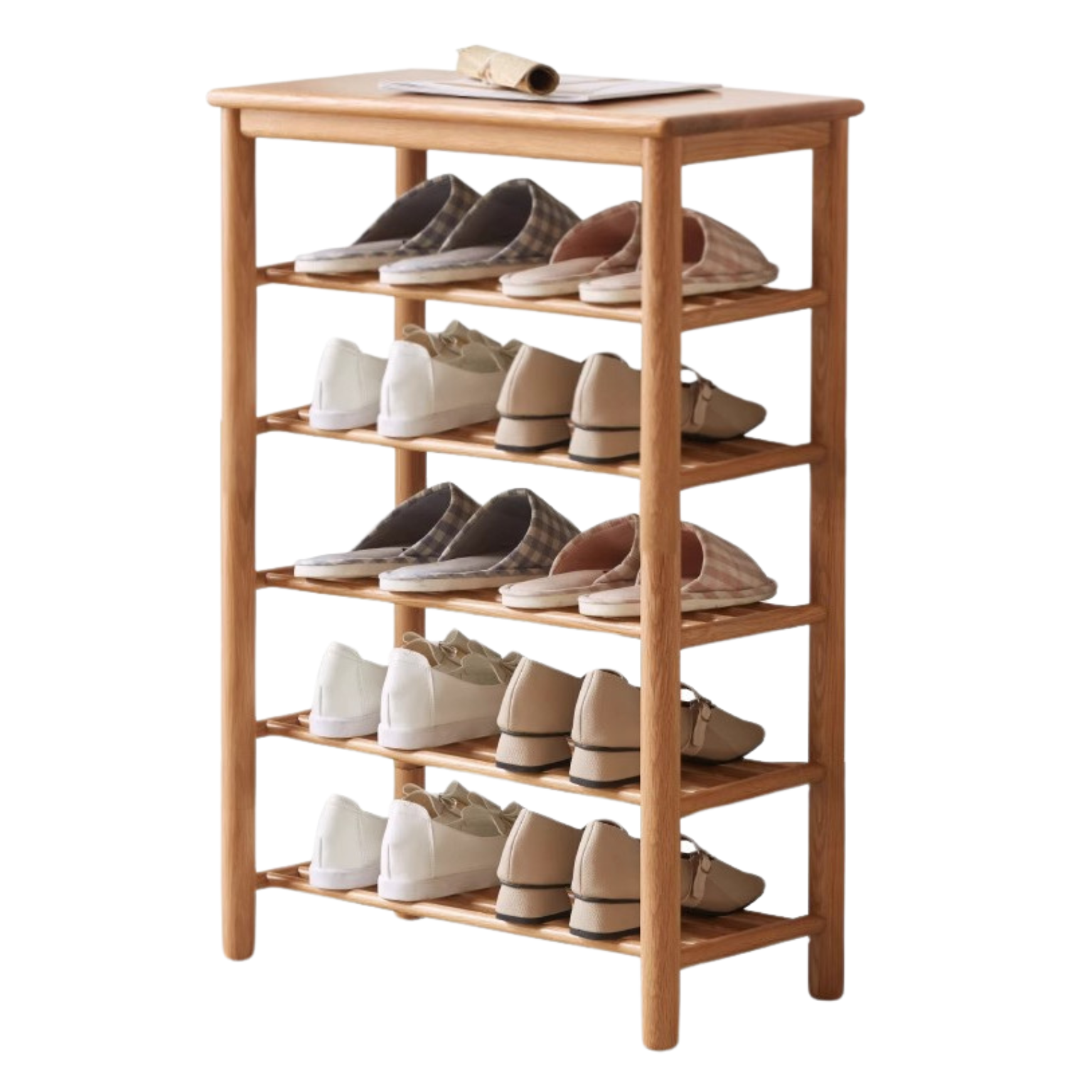 Solid Oak Wood Shoe Bench - Durable Entryway Stool for Putting On Shoes, Boots & Sneakers - Perfect for Hallway, Bedroom or Mudroom Organization