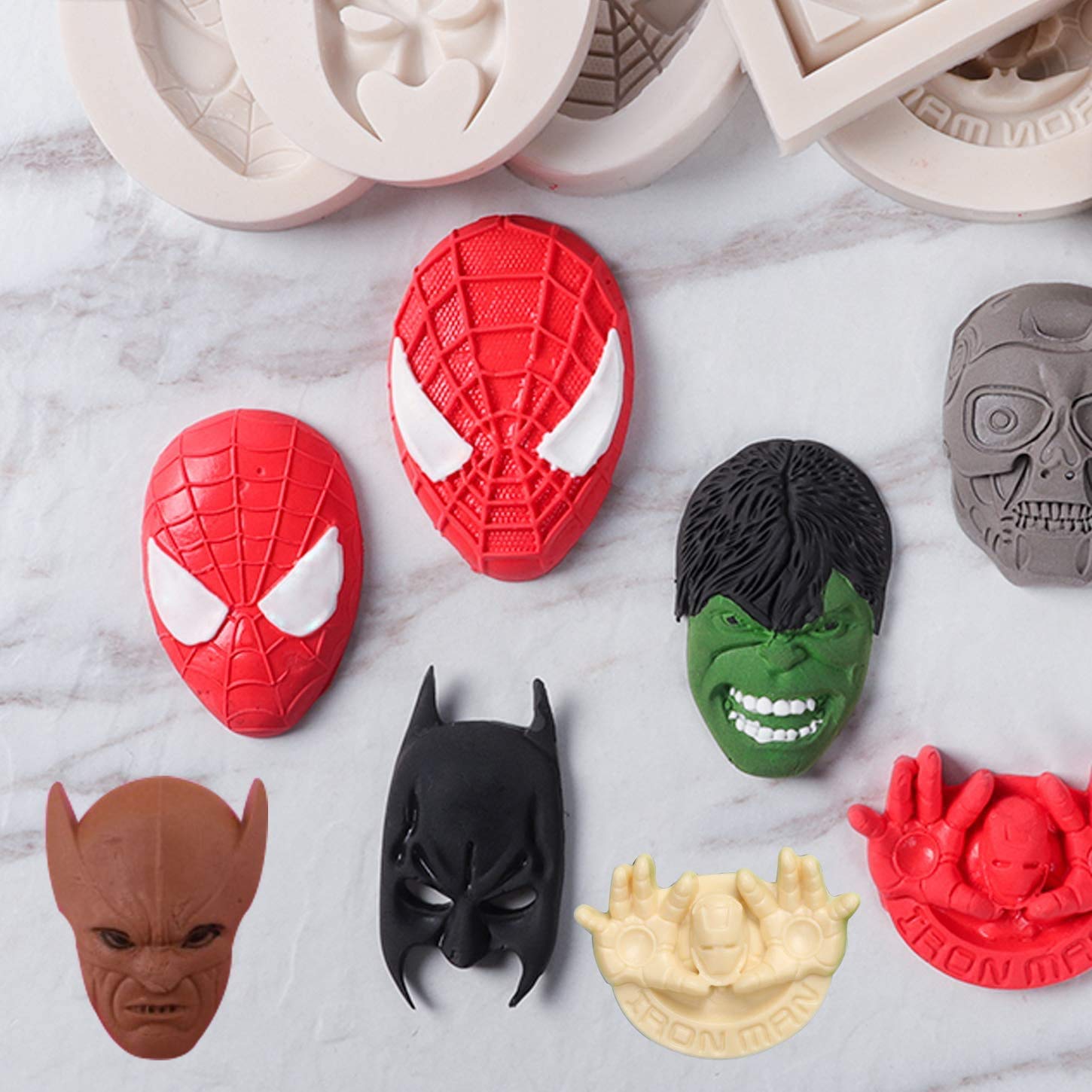 7-Piece Superhero Silicone Fondant Mold Set for Cake Decorating - Perfect for Cupcakes, Cookies, and Chocolate Making (Batman, Superman, Spiderman Designs) - Ideal for Birthday Parties, Baby Showers & DIY Baking Projects