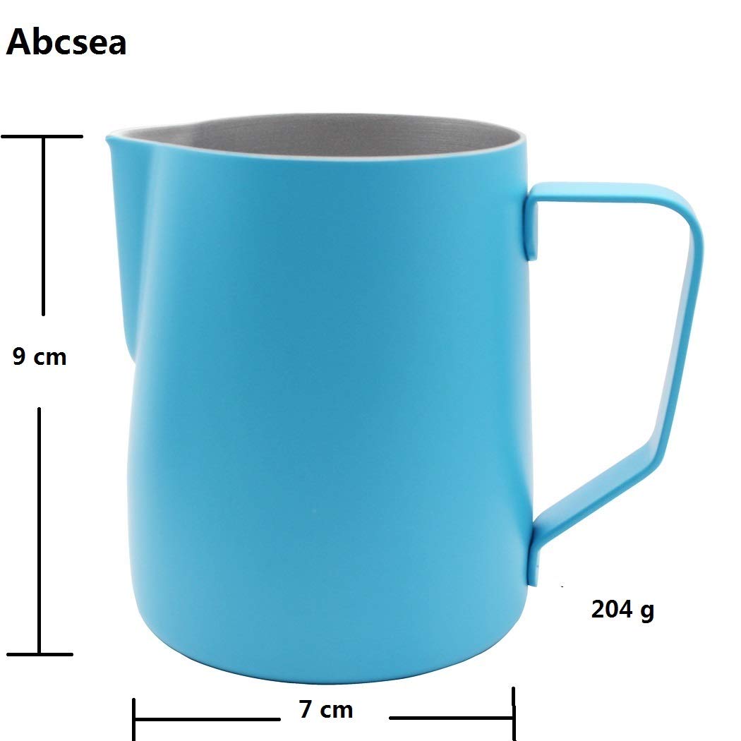 Premium Stainless Steel Milk Frothing Pitcher 350ml (12oz) - Barista Espresso Steaming Jug for Latte, Cappuccino & Coffee Art - Durable Blue Milk Frothing Cup for Home & Professional Use