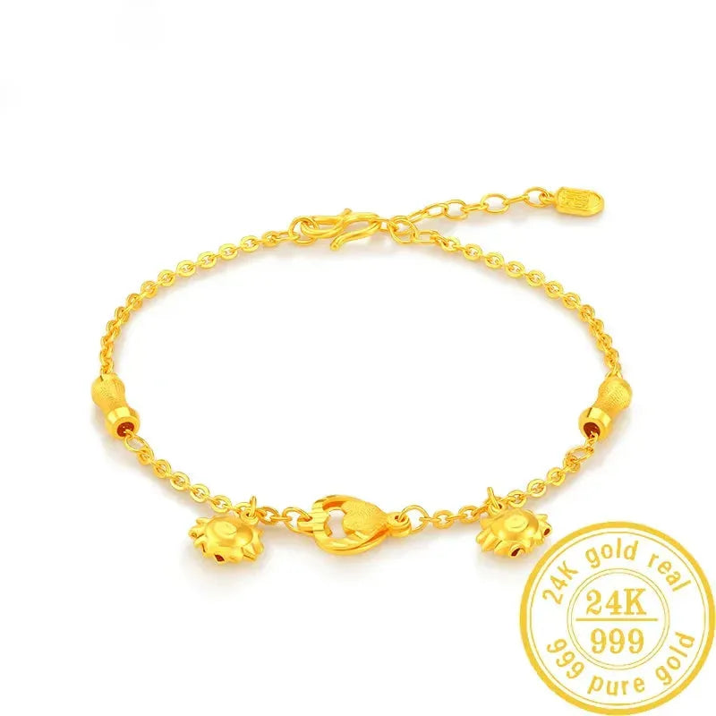 24K Pure Gold Bracelet 999 Solid Gold Bangle - Elegant Romantic Classic Jewelry for Women | Perfect Gift for Anniversary, Valentine's Day & Special Occasions