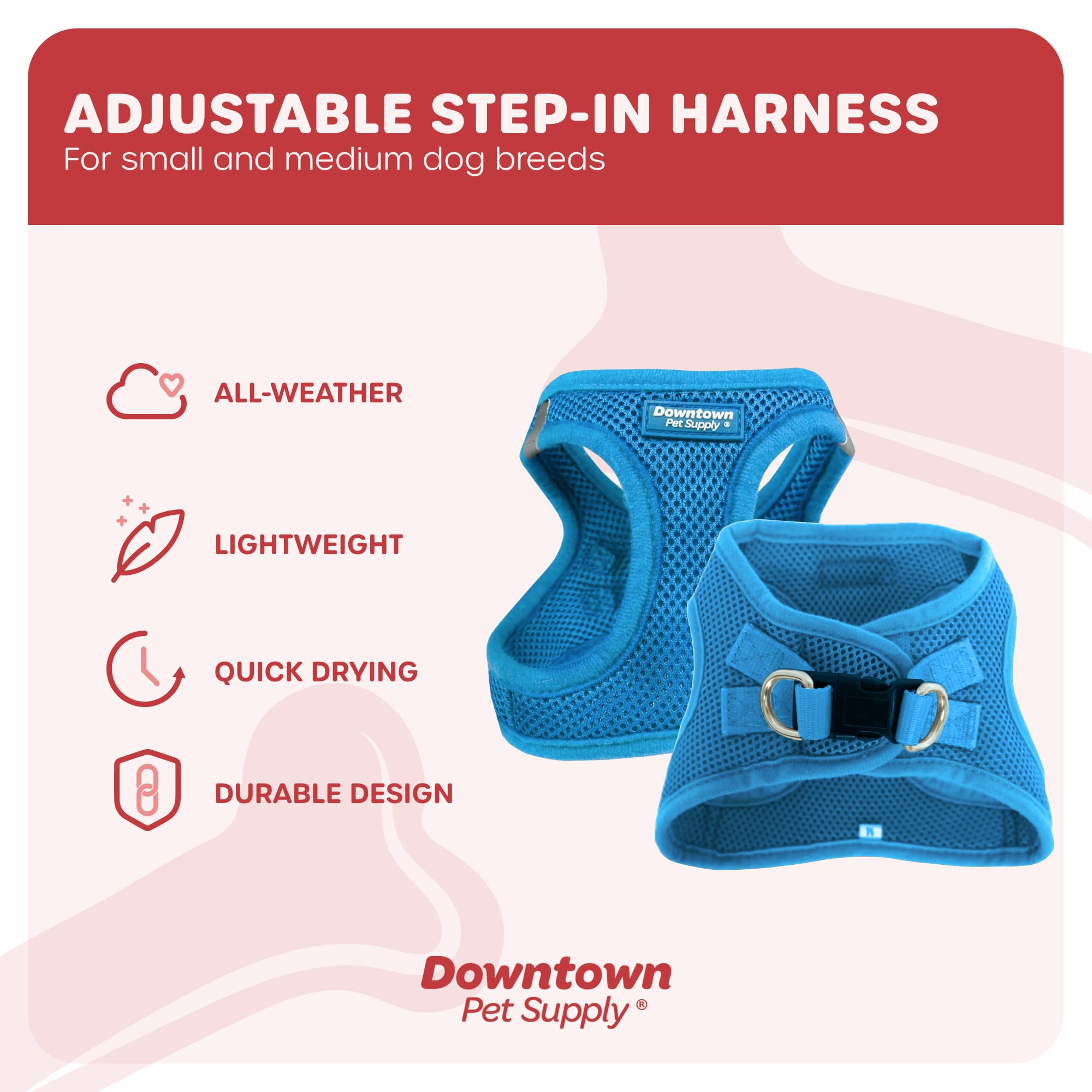 Downtown Pet Supply Step-in Dog Harness for Small Dogs & Cats - No Pull Adjustable Pet Harness with Padded Mesh Fabric & Reflective Trim - XX-Small Cobalt Blue - Perfect for Teacup Breeds, Walking & Outdoor Adventures