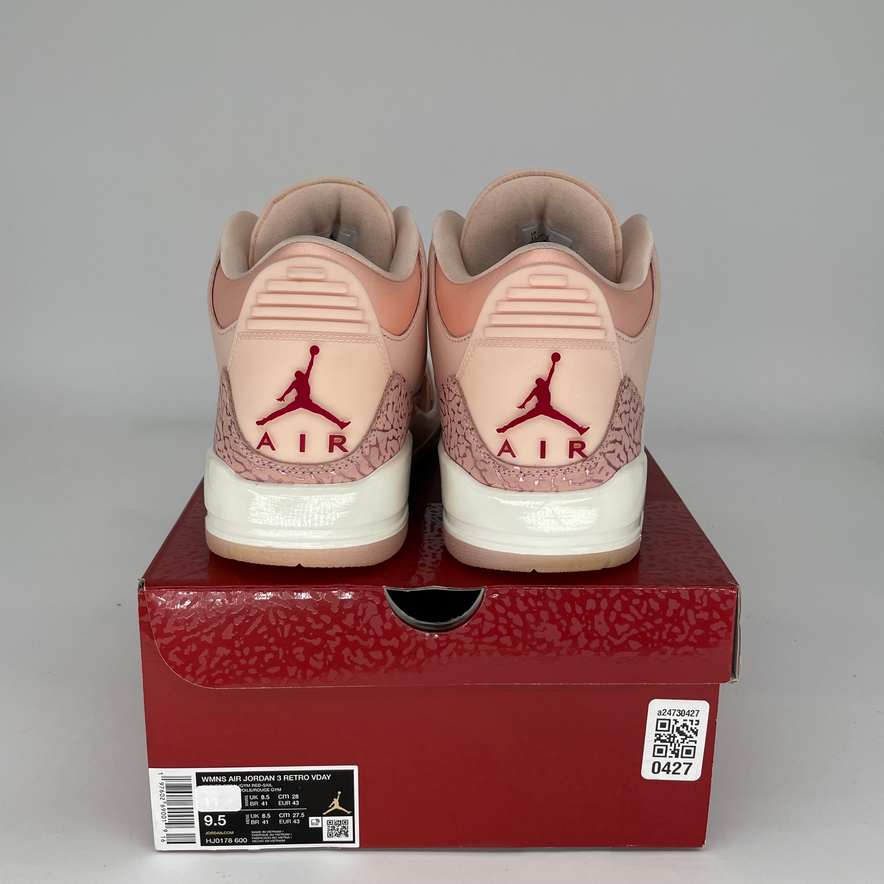 AIR JORDAN 3 VALENTINES DAY SNEAKERS - LIMITED EDITION WOMEN'S SHOES SIZE 9.5/11W (STYLE HJ0178-600) - Perfect for Valentine's Gifts, Date Nights & Special Occasions