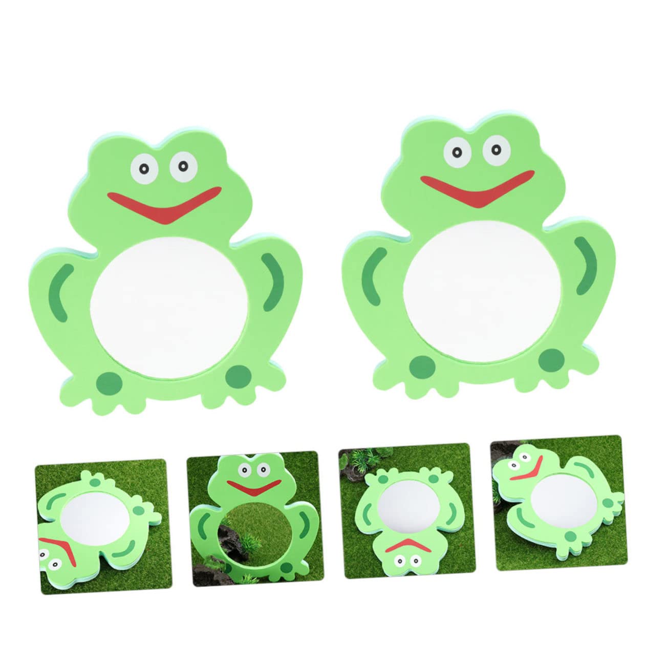FAVOMOTO 4-Pack Frog Bath Mirror Toys - Waterproof Shower & Bathtub Fun for Kids - Travel Bathroom Mirror for Toddlers - Perfect for Sensory Play & Early Learning Development