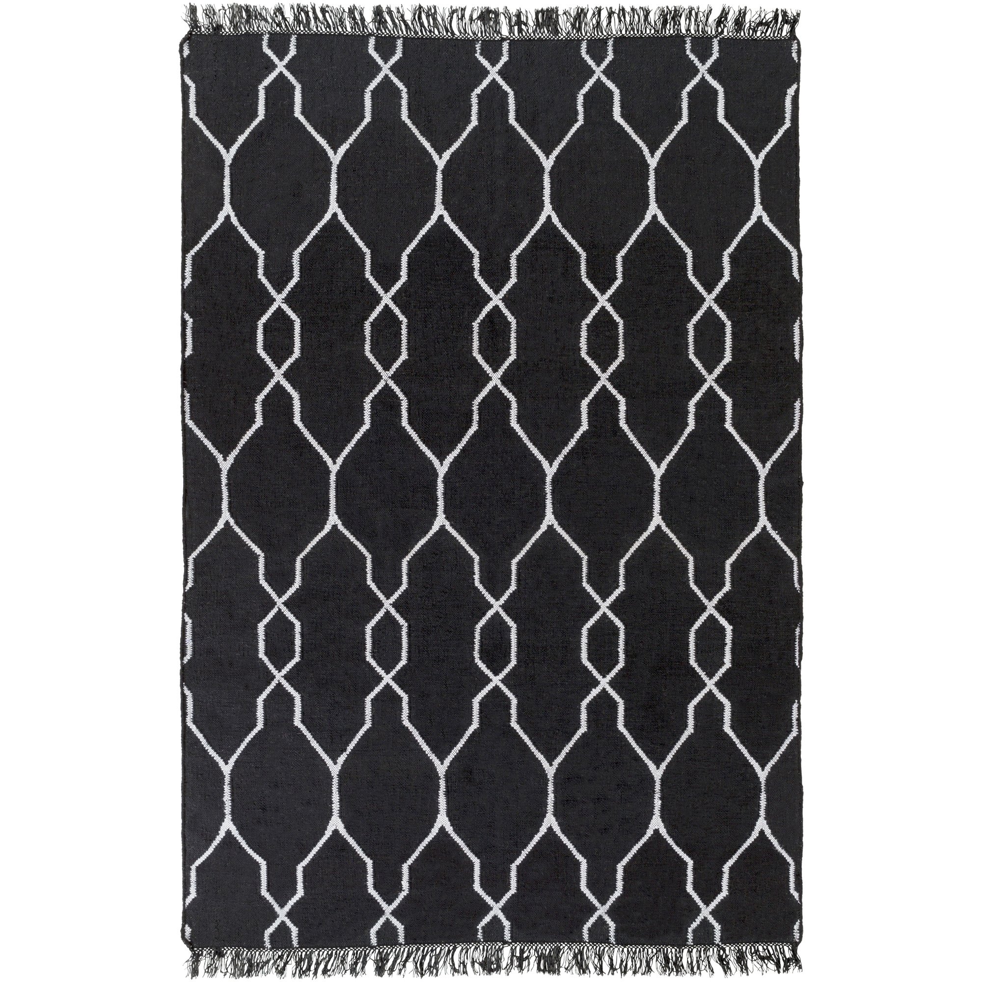 Premium Handmade Black Wool Rug 5x8 Feet - Traditional Hines Peak Area Design - Perfect for Living Room, Bedroom & Office Decor