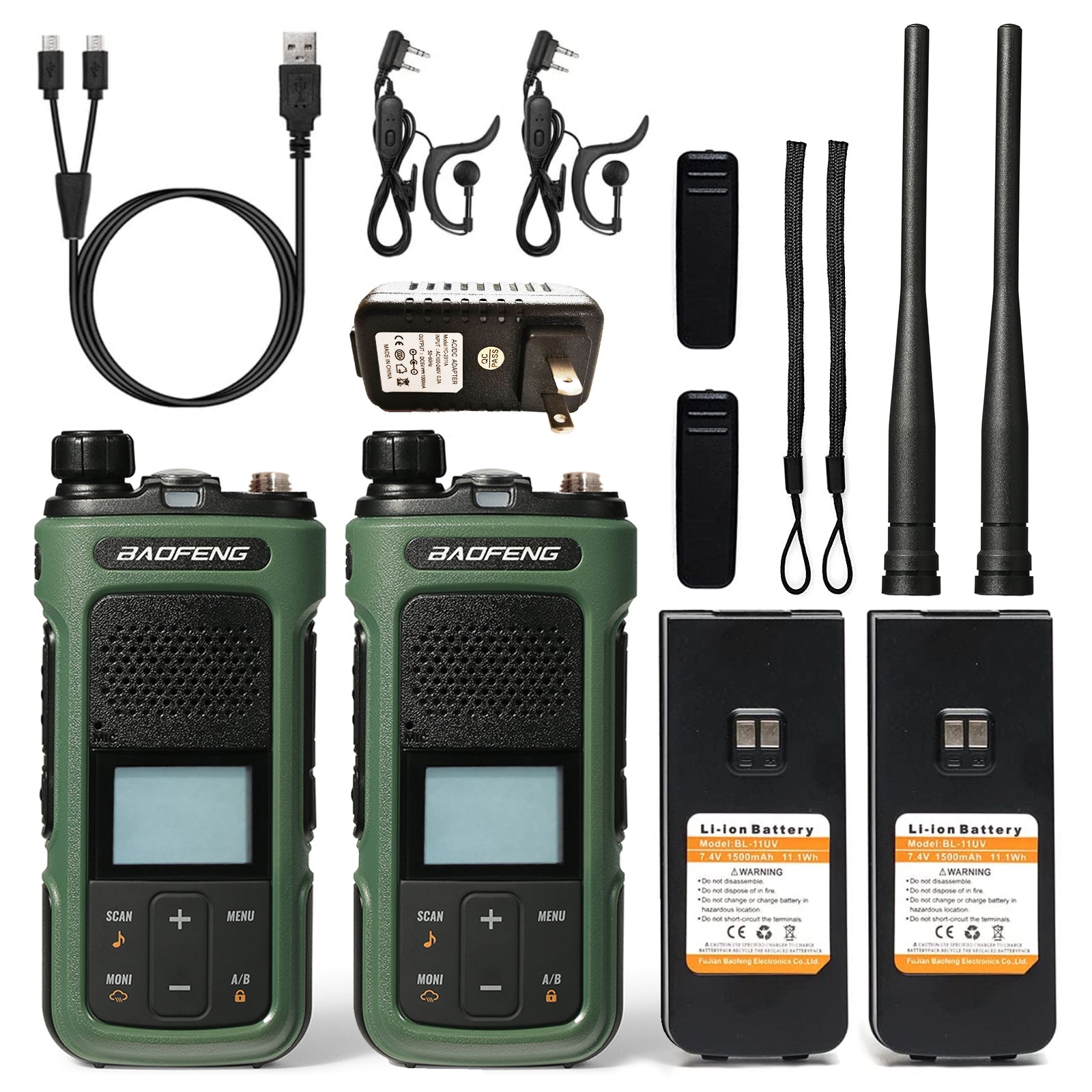 Baofeng G11S GMRS Radio 2-Way Walkie Talkie [1 Pair] | 3W High Power | UHF VHF Dual Band Receiver | NOAA Weather Alert | Repeater Capable for Long Range Communication | Perfect for Outdoor Adventures, Hiking, Camping & Emergency Preparedness