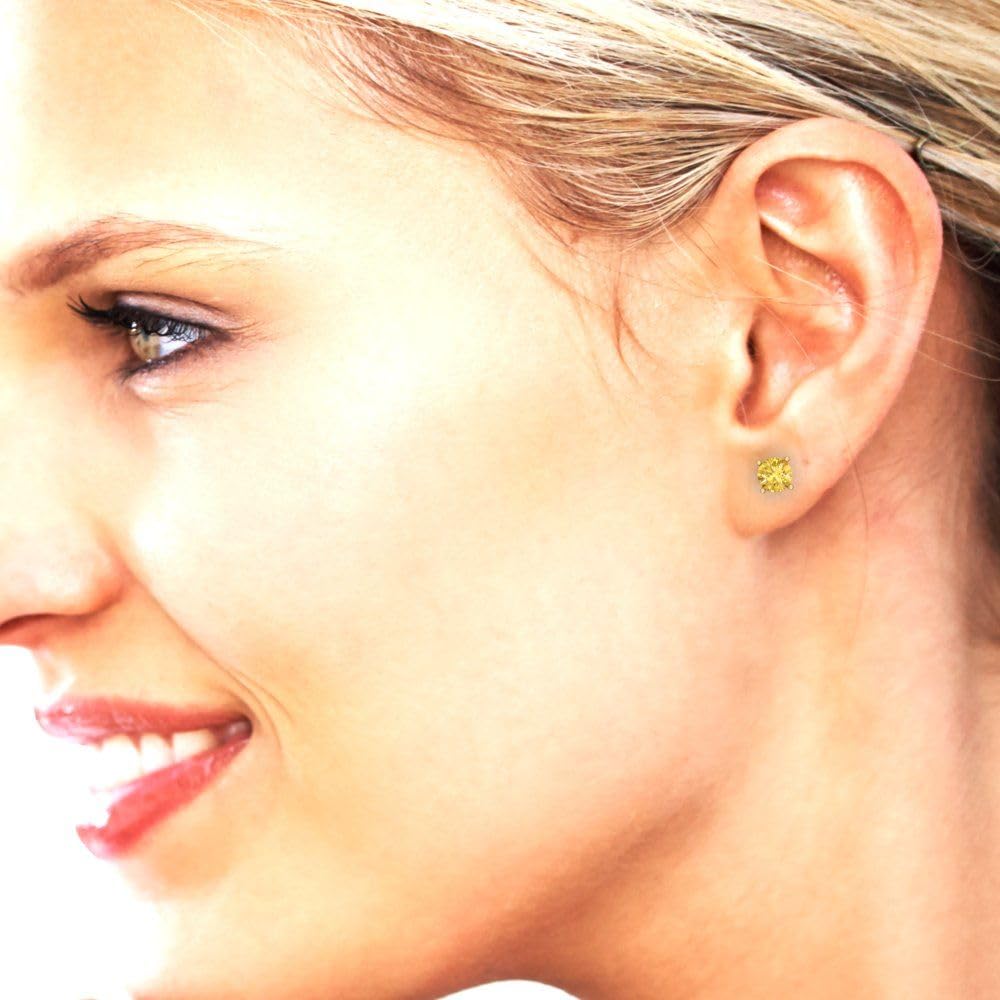 1.50ct VVS1 Yellow Simulated Diamond Stud Earrings 18K Gold for Parties & Gifting