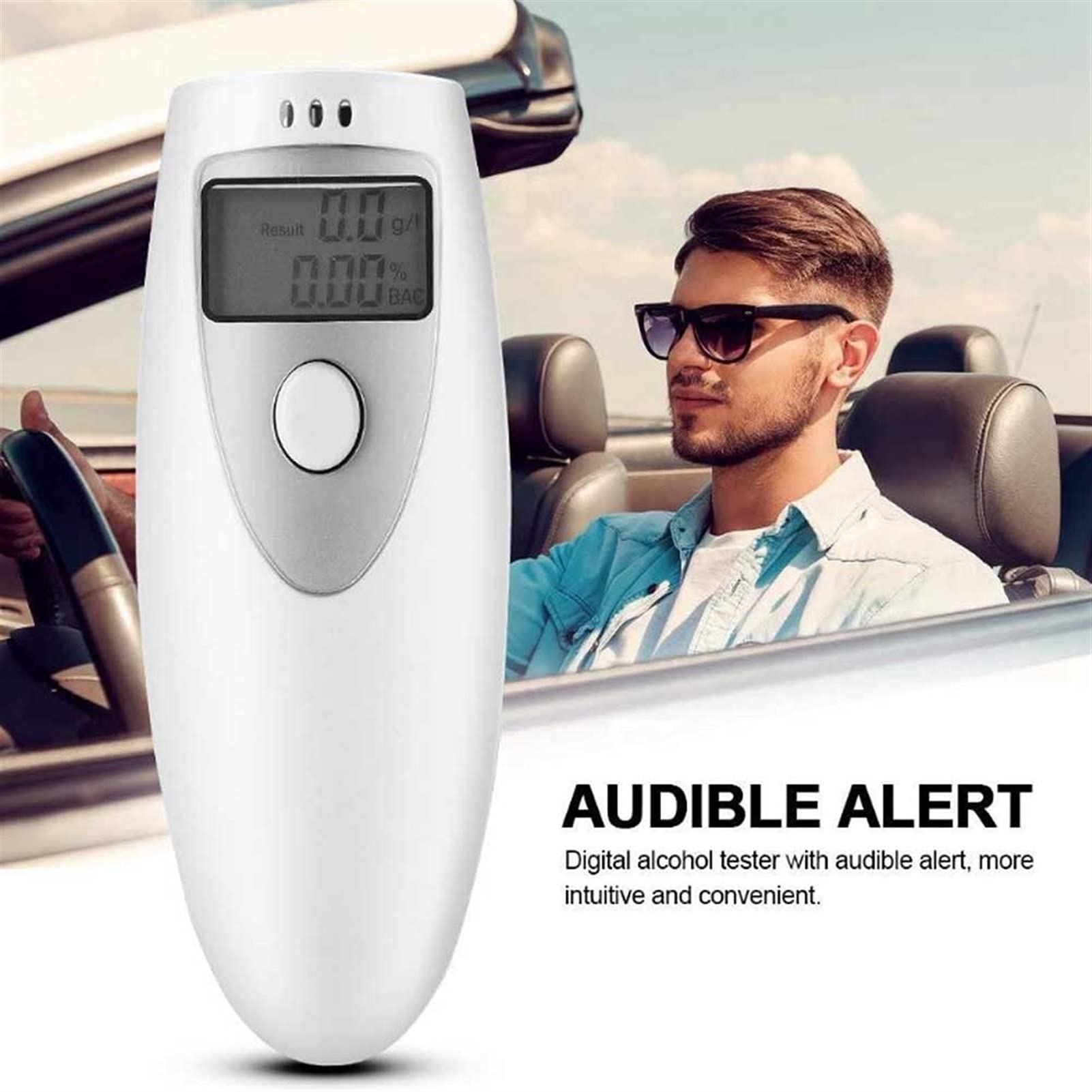 2PCS Professional Breathalyzer - Portable Alcohol Breath Tester with Digital LCD Display & High Accuracy Semiconductor Sensor for Personal, Workplace & Law Enforcement Use