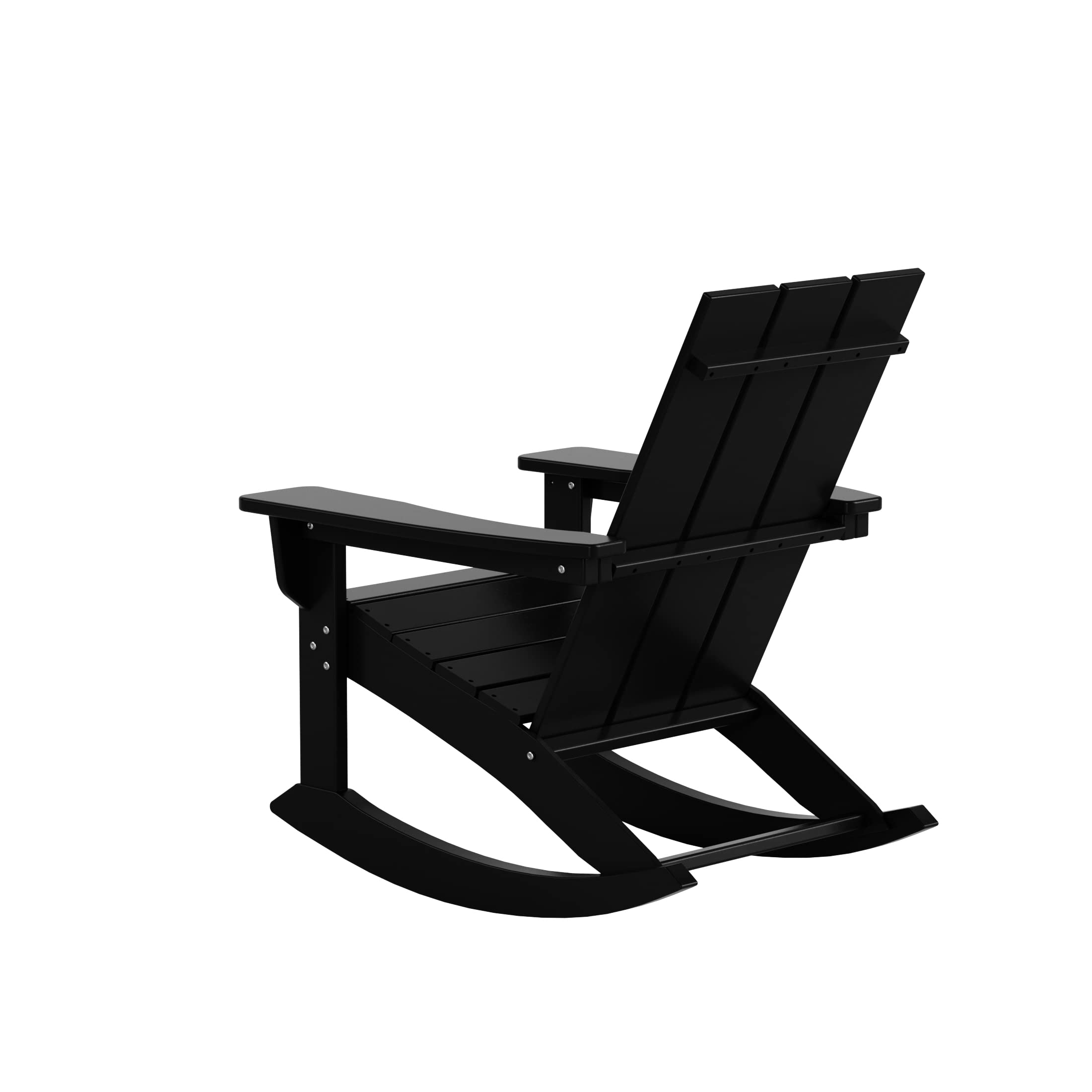 WO Home Furniture 4-Piece Patio Rocking Chair Set - Modern Outdoor HDPE UV-Resistant Rocking Chairs for Garden, Porch & Backyard (Black) - Perfect for Relaxing, Entertaining & Outdoor Lounging