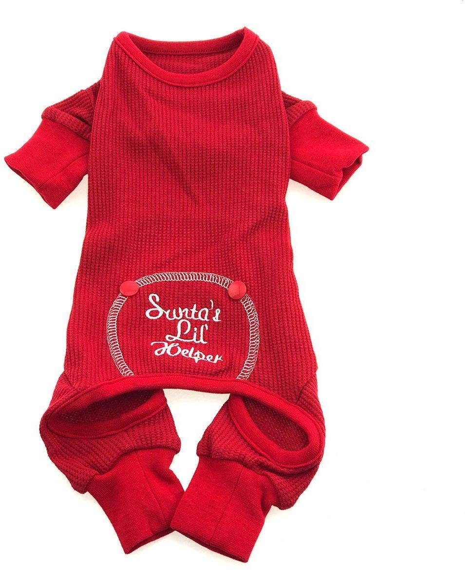 DOGGIE DESIGN Santa's Lil Helper Embroidered Dog Pajamas - X-Small | Christmas Pet Costume for Small Dogs | Perfect for Holiday Photos & Festive Gatherings
