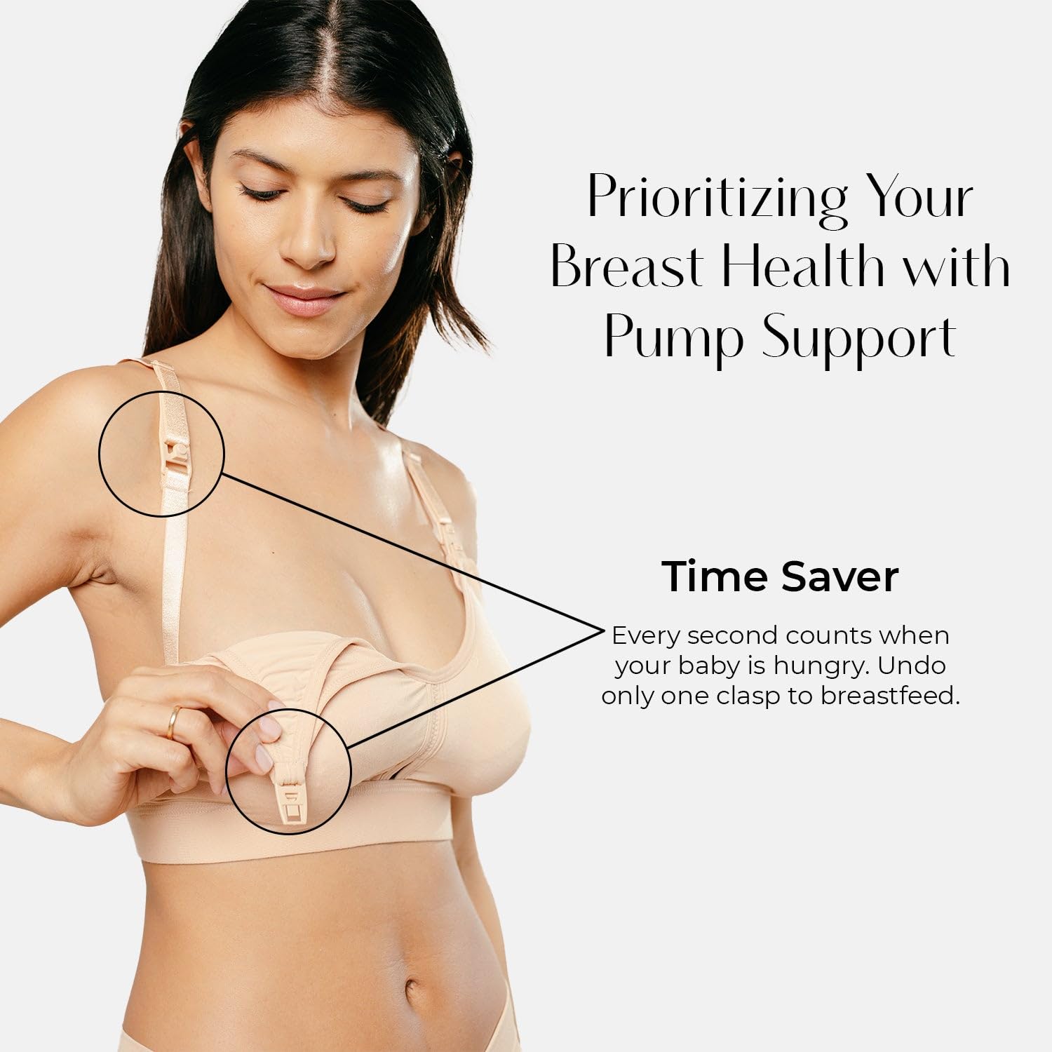 Supermom Hands Free Pumping & Nursing Bra - Comfortable Maternity Bra for Breastfeeding Women - Perfect for Work, Travel & Daily Use