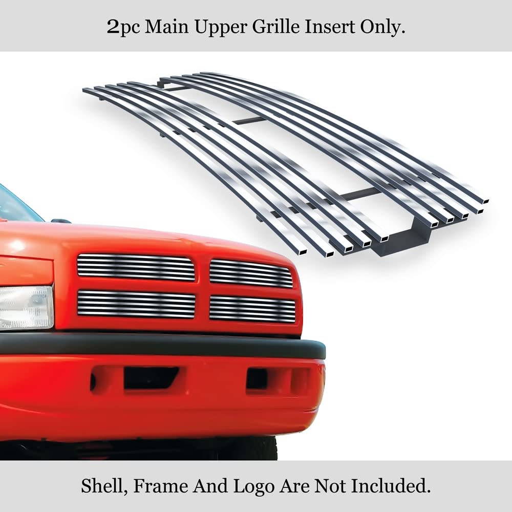 APS Compatible with Dodge Ram 1994-2001 Main Upper Stainless Steel SS Chrome Billet Front Grill Grille Insert D85030A - Upgrade Your Truck's Style for Off-Road & Show Car Events