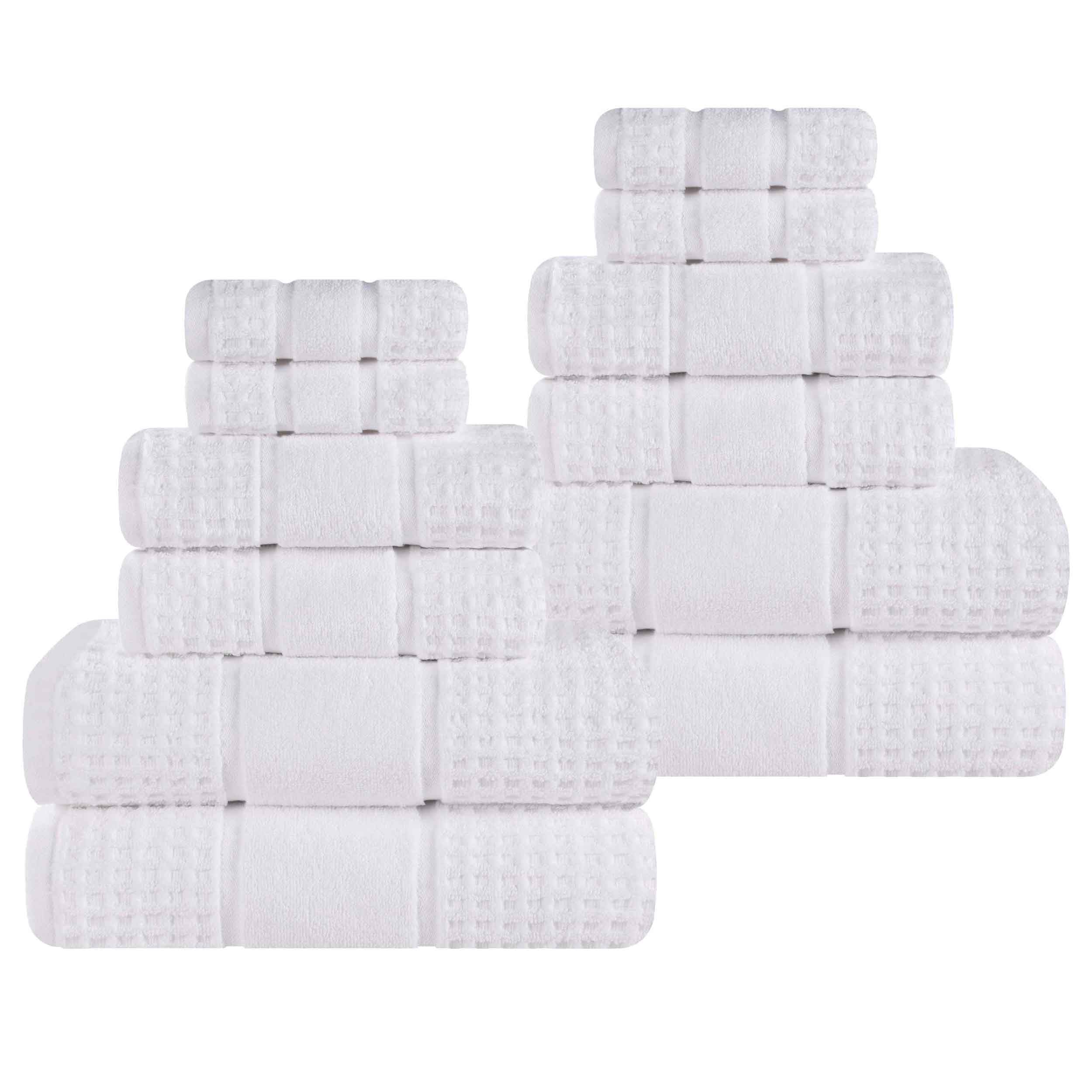 Premium 12-Piece Zero Twist Cotton Waffle Towel Set - Ultra Soft & Highly Absorbent Honeycomb Weave Bath Towels for Spa, Gym, and Luxury Home Use