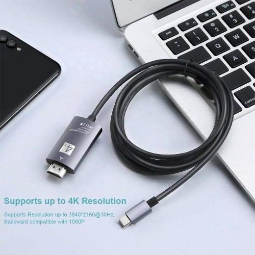 BoxWave USB-C to HDMI Cable 6ft for Samsung Galaxy Z Fold 4 - 4K Smart Display Adapter, Fast Charging & Video Sync - Perfect for Home Theater, Office Presentations & Gaming - Jet Black